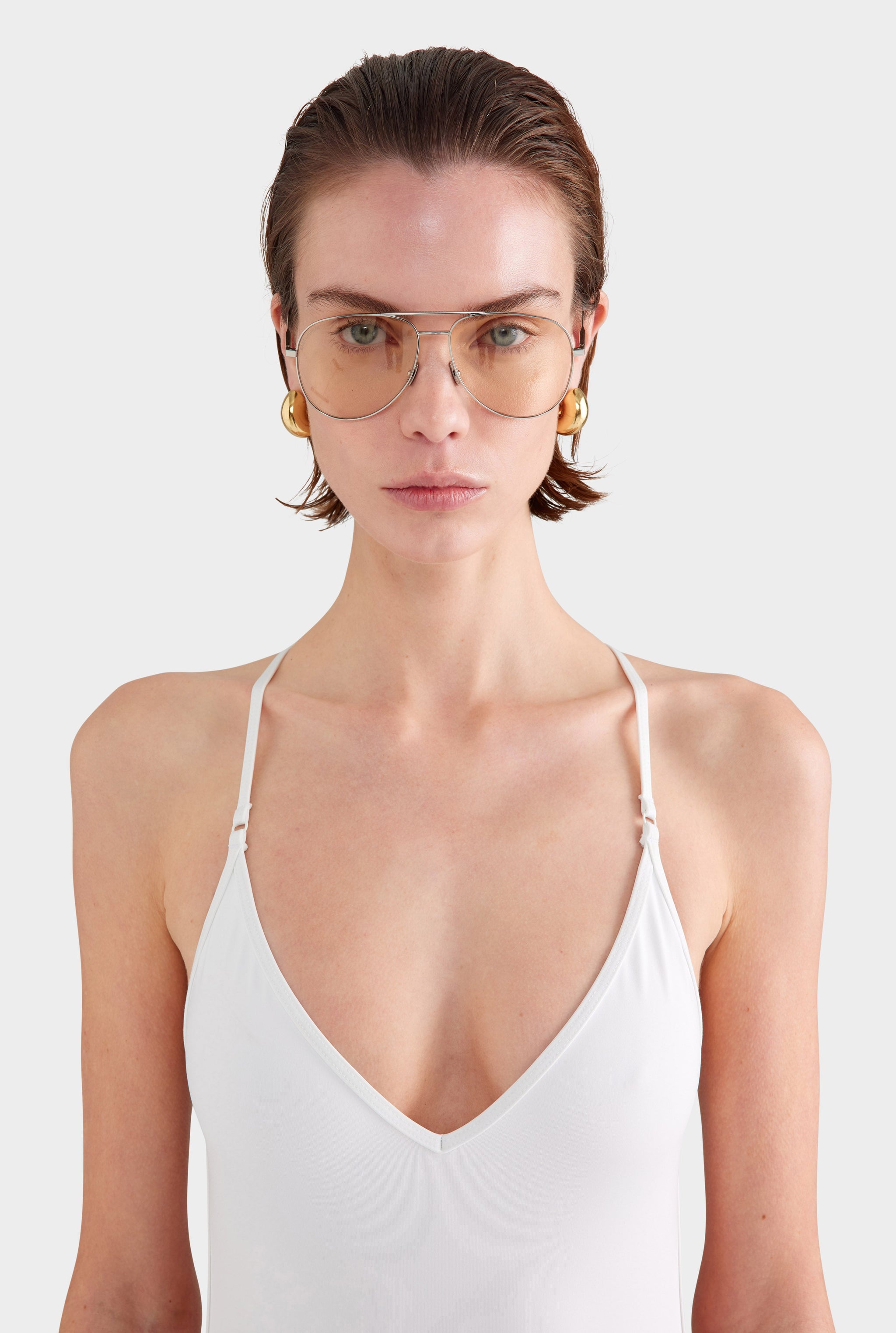 Cross Back One Piece - White