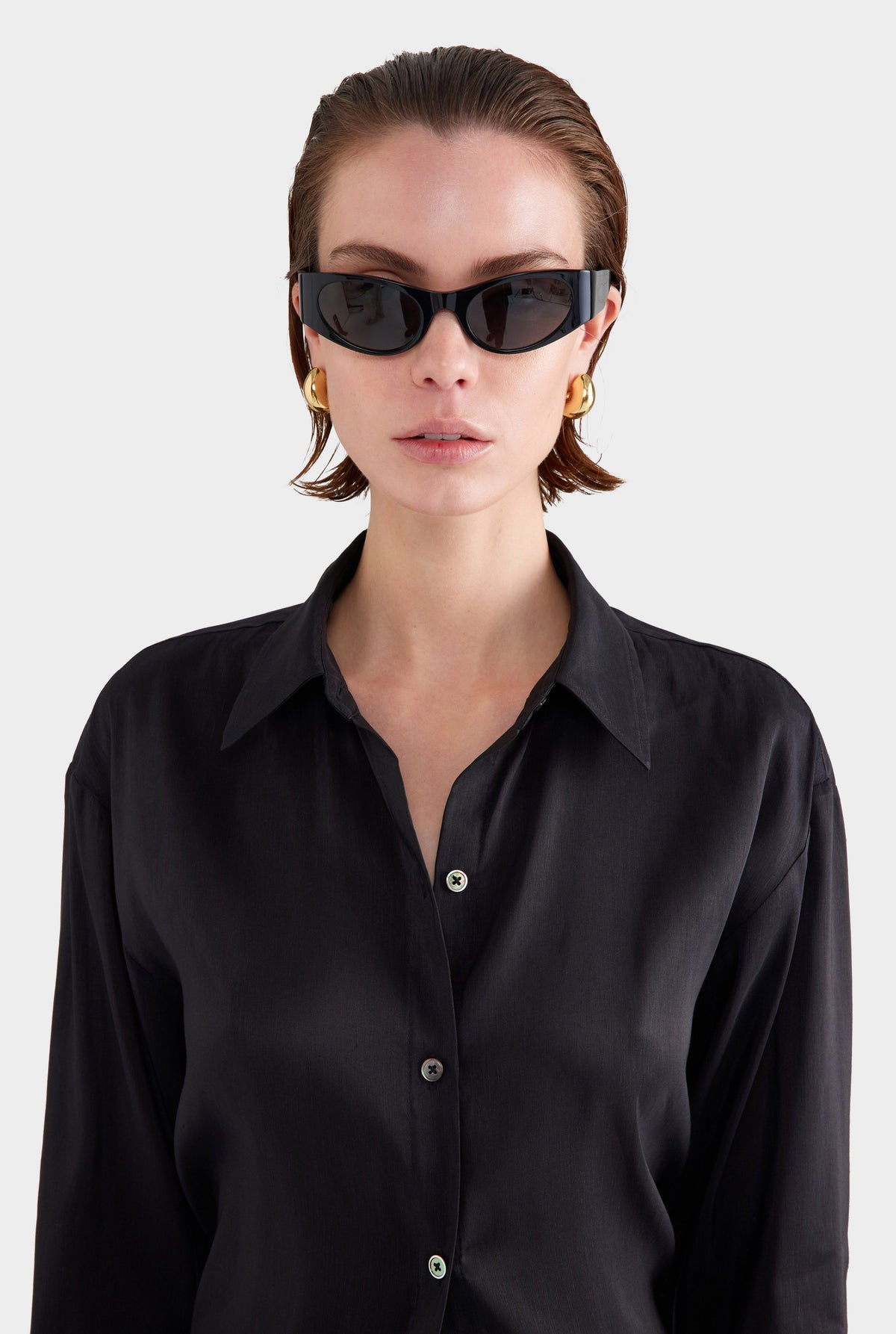 Relaxed Silk Linen Shirt - Black