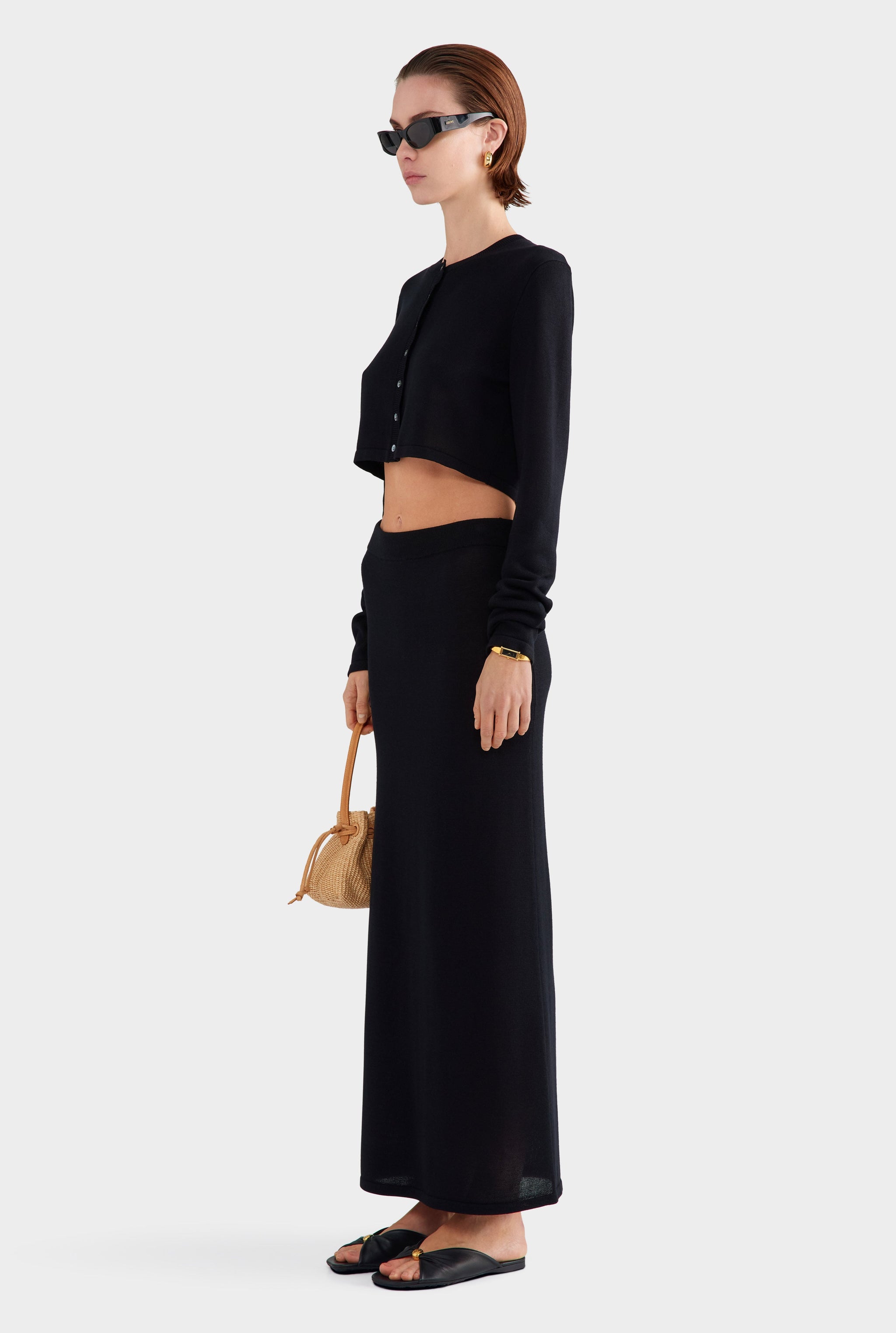 Tencel Silk Knit Skirt - Black