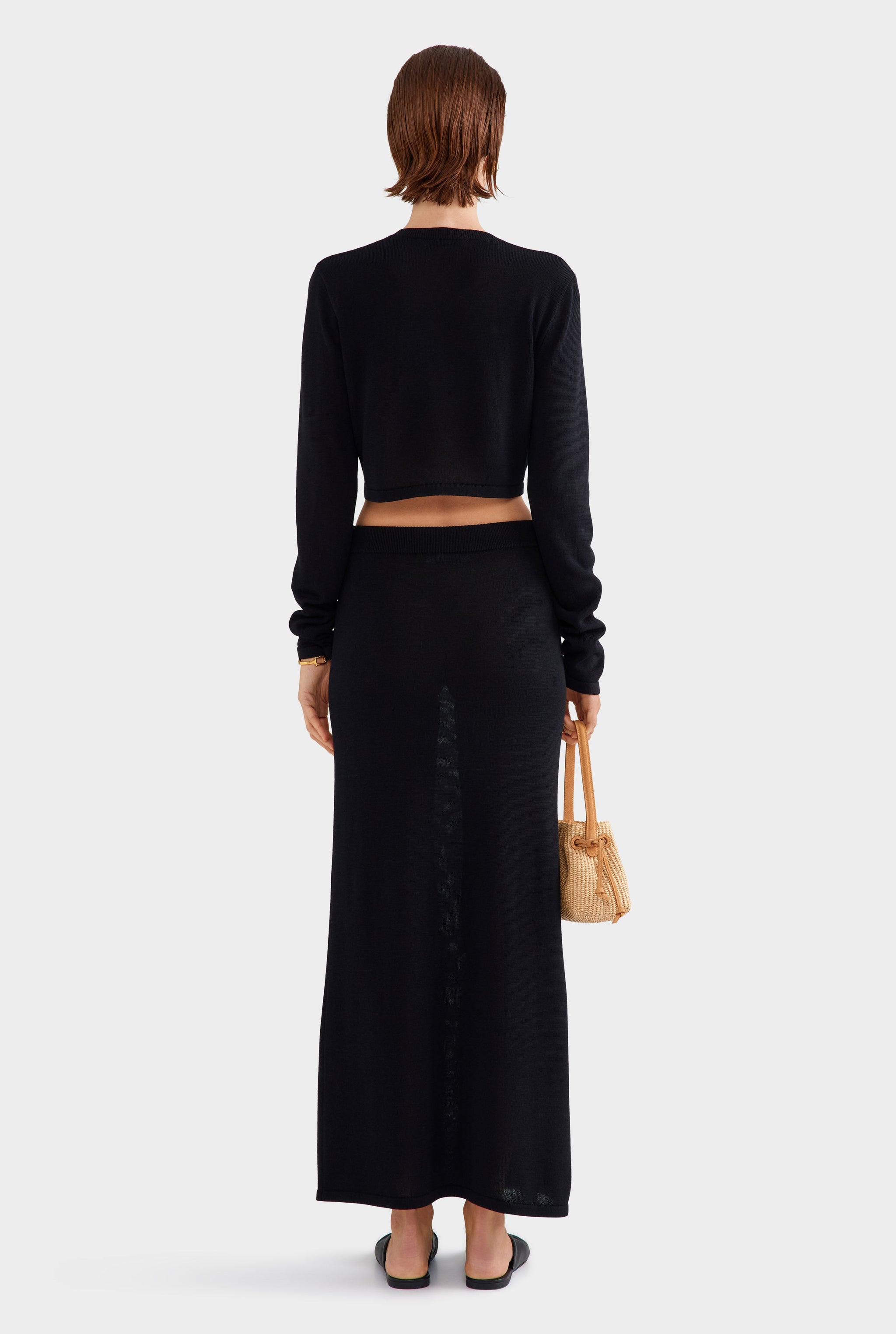 Tencel Silk Knit Skirt - Black