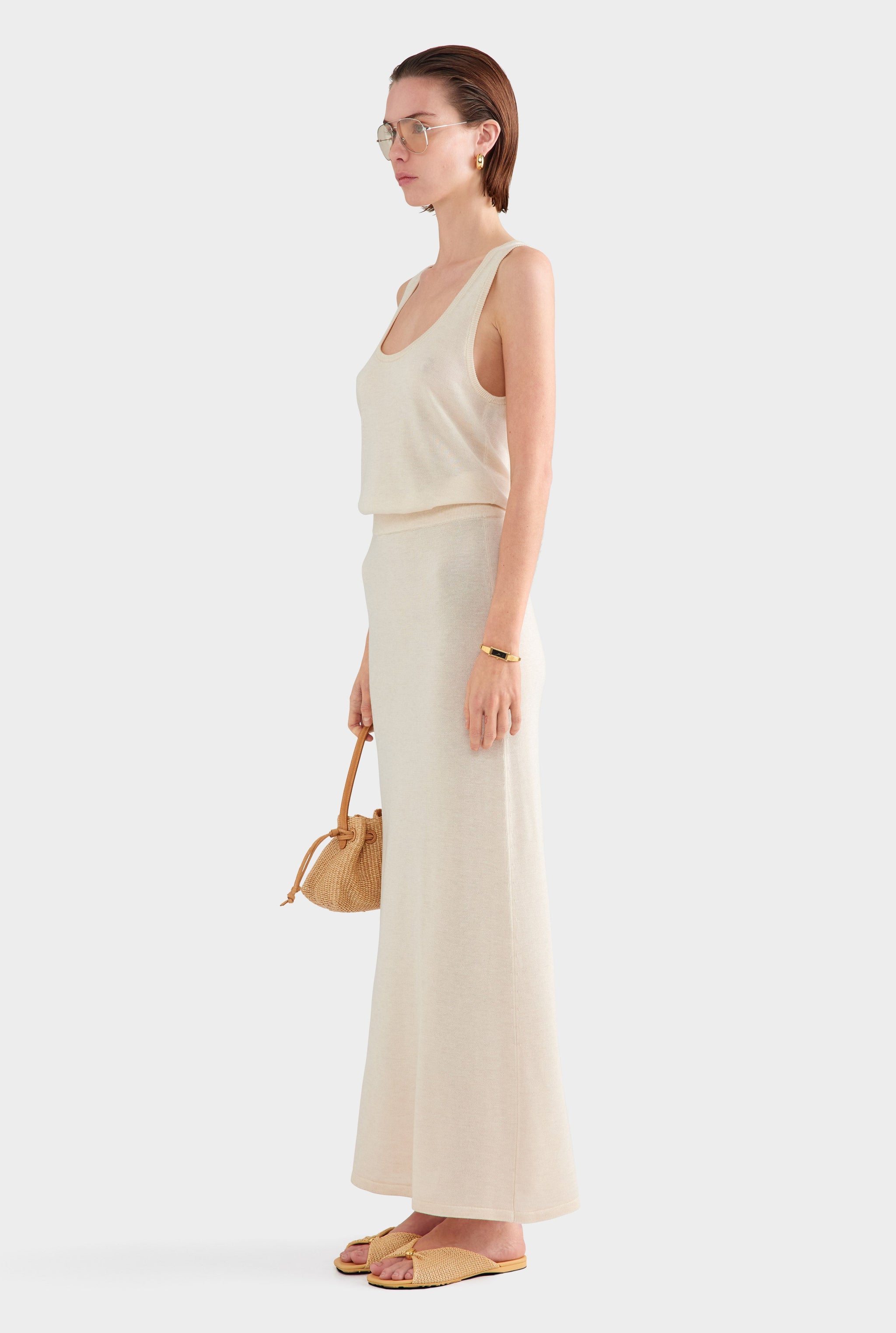 Tencel Silk Knit Skirt - Sand