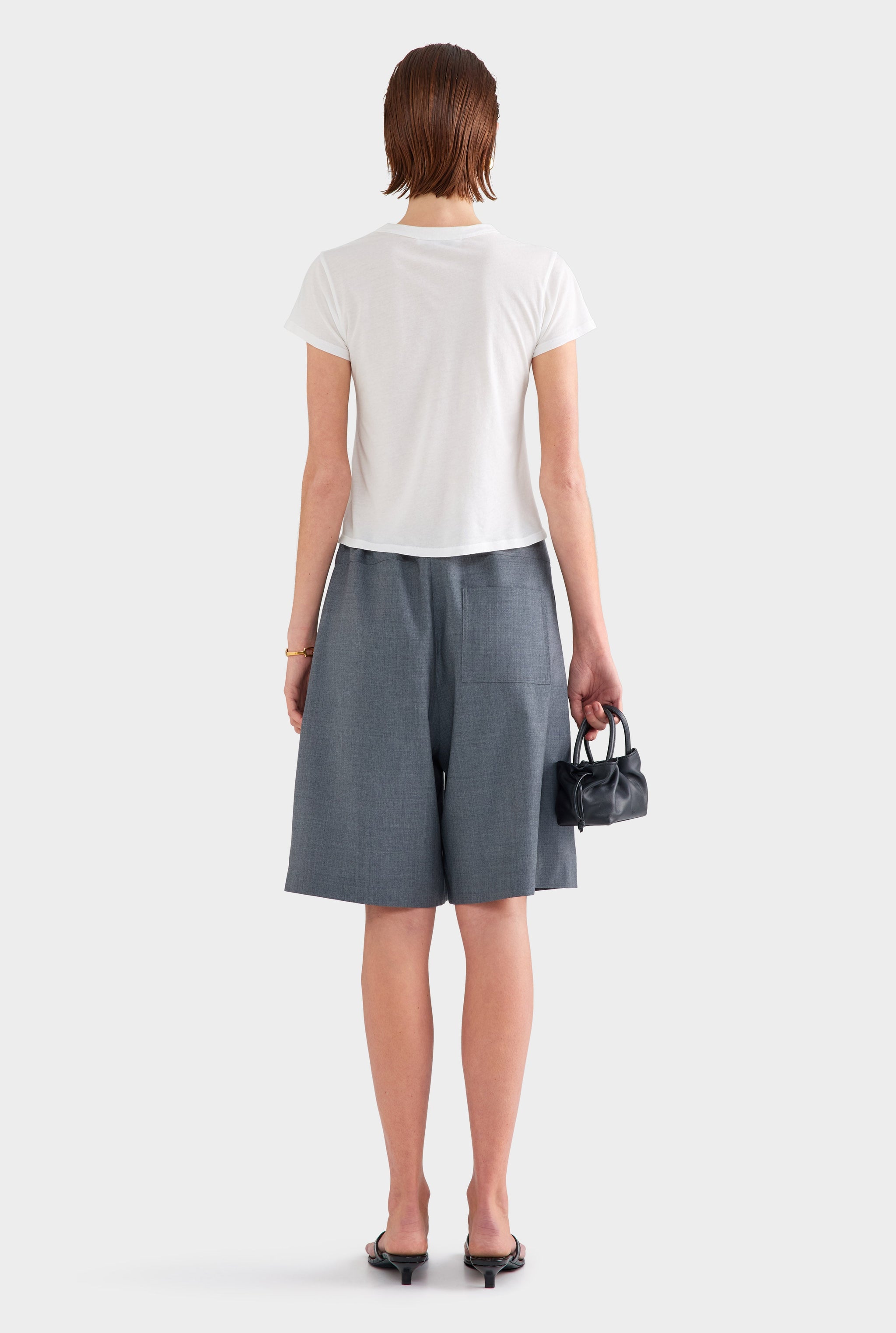 Drawstring Wool Bermuda Short - Dark Grey Marl