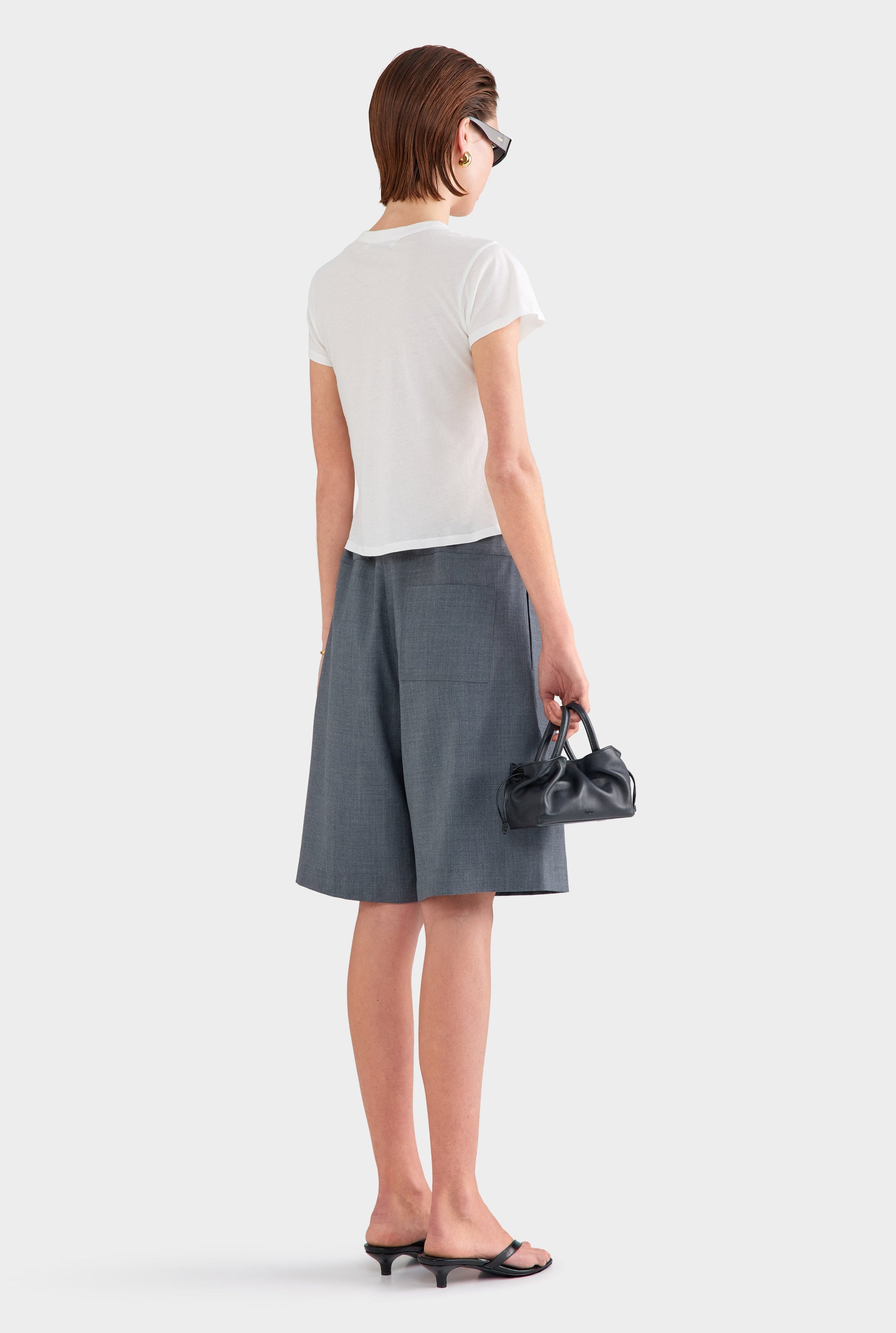 Drawstring Wool Bermuda Short - Dark Grey Marl