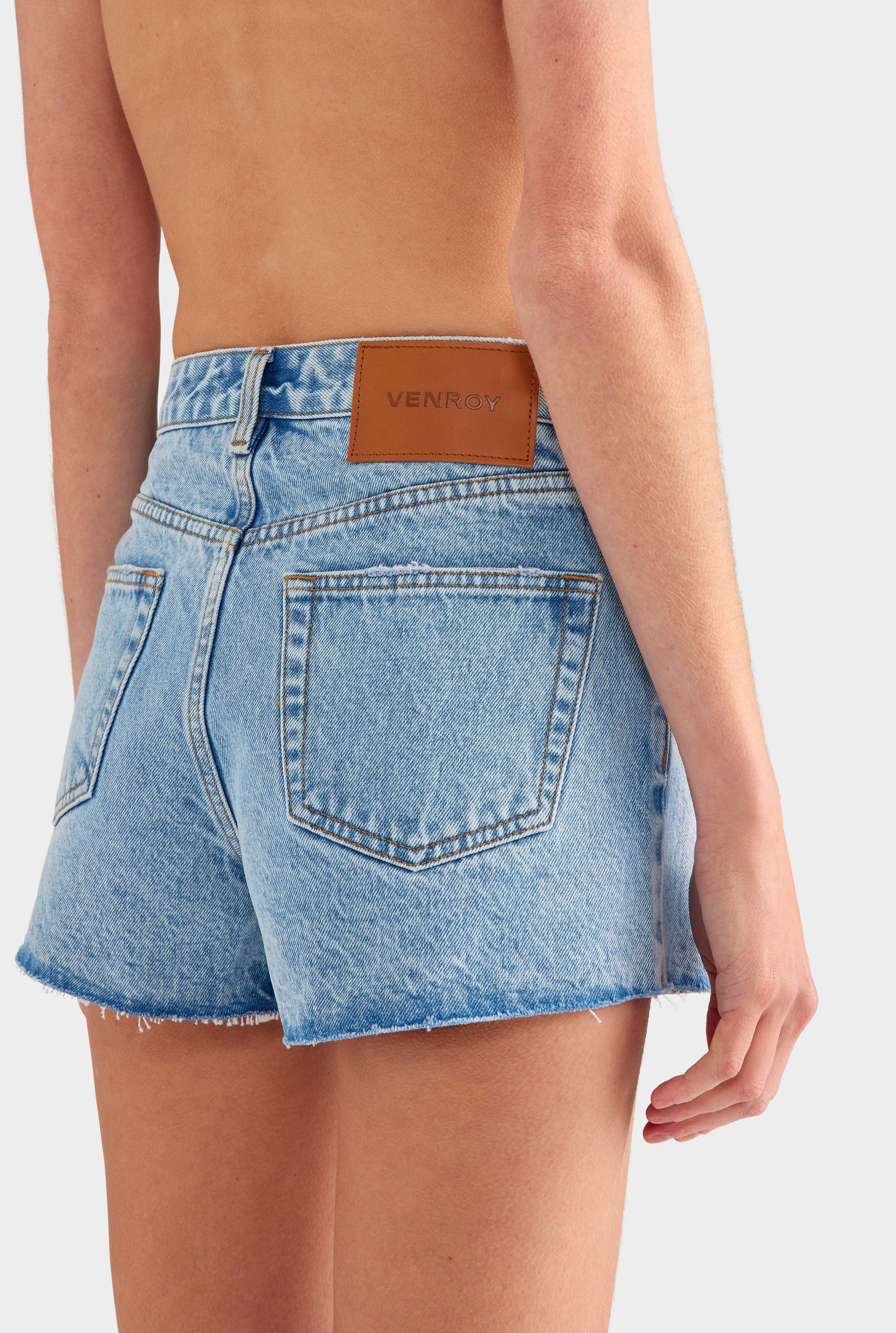 Cut Off Denim Short - Light Blue
