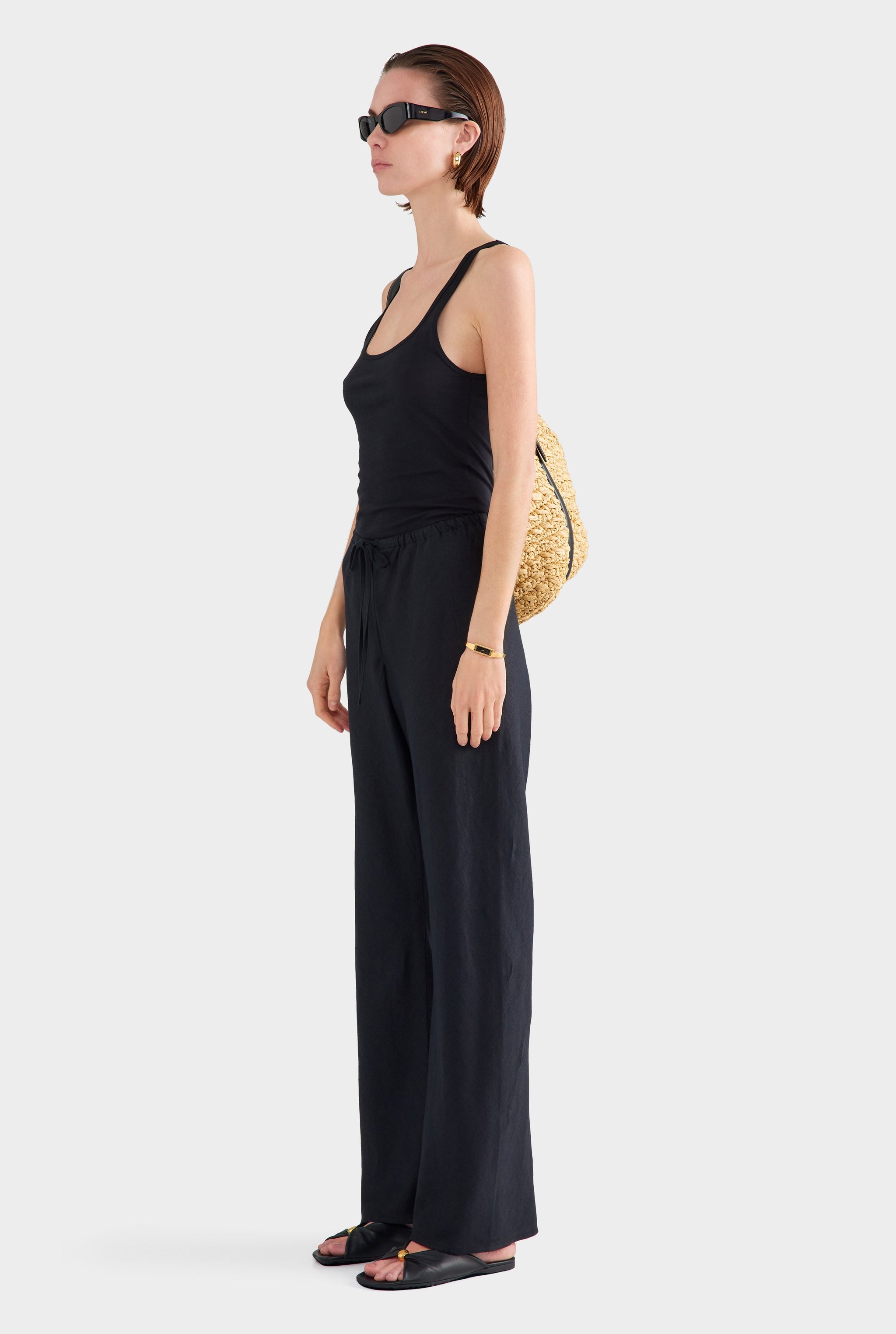 Linen Bias Pant - Black