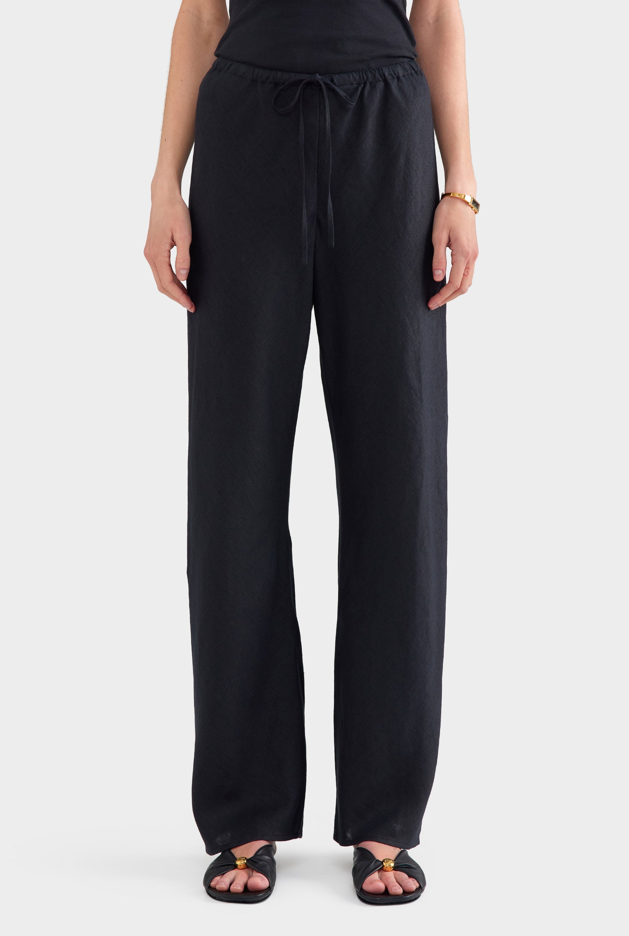 Linen Bias Pant - Black