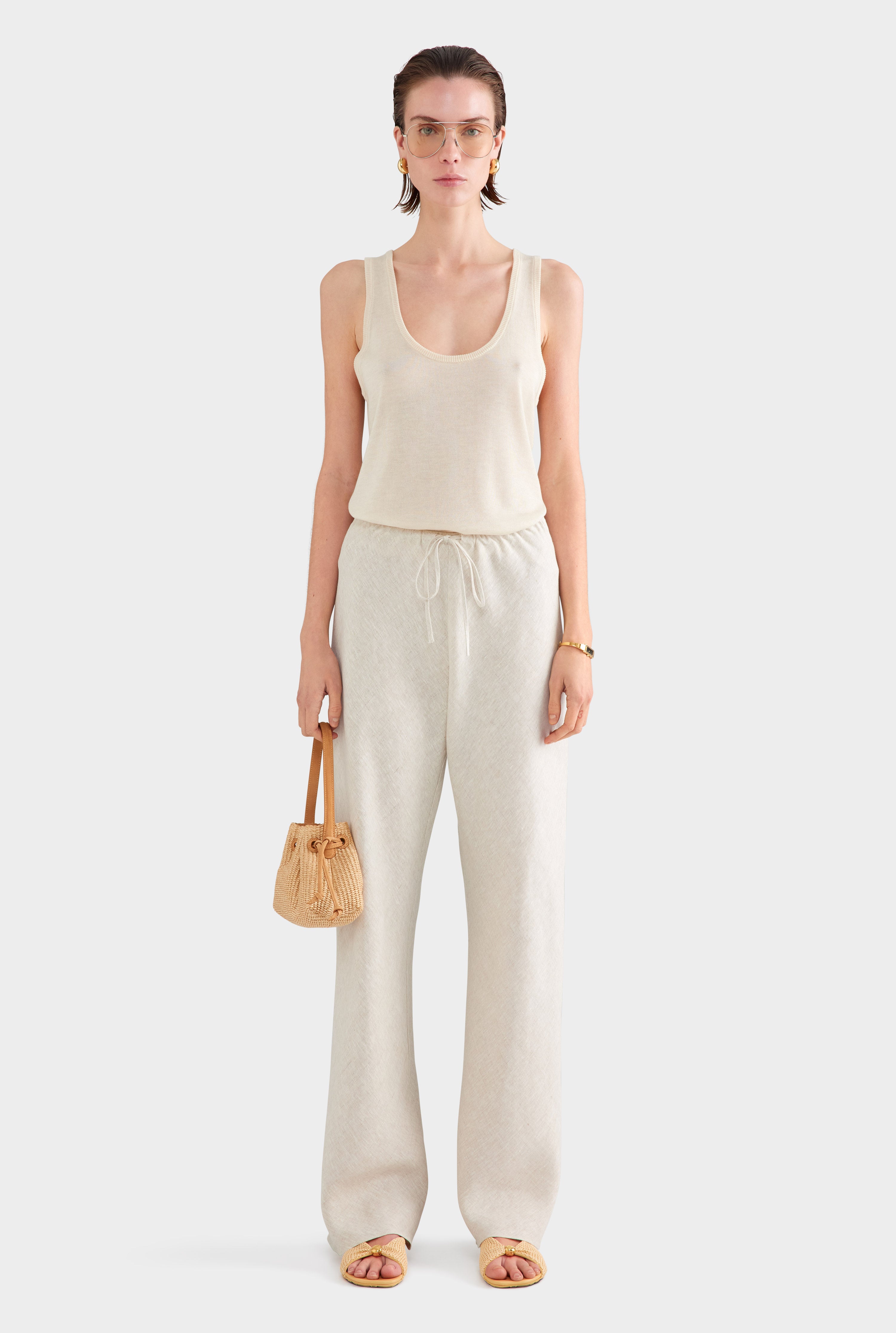 Linen Bias Pant - Sand
