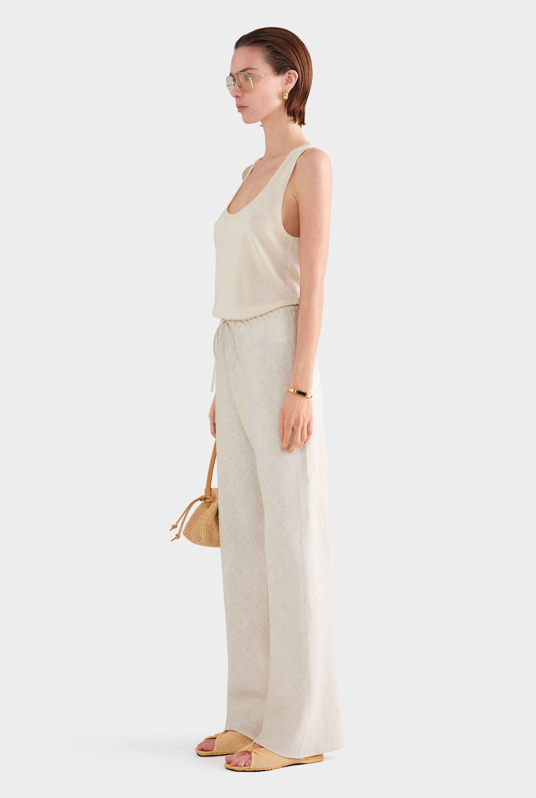 Linen Bias Pant - Sand