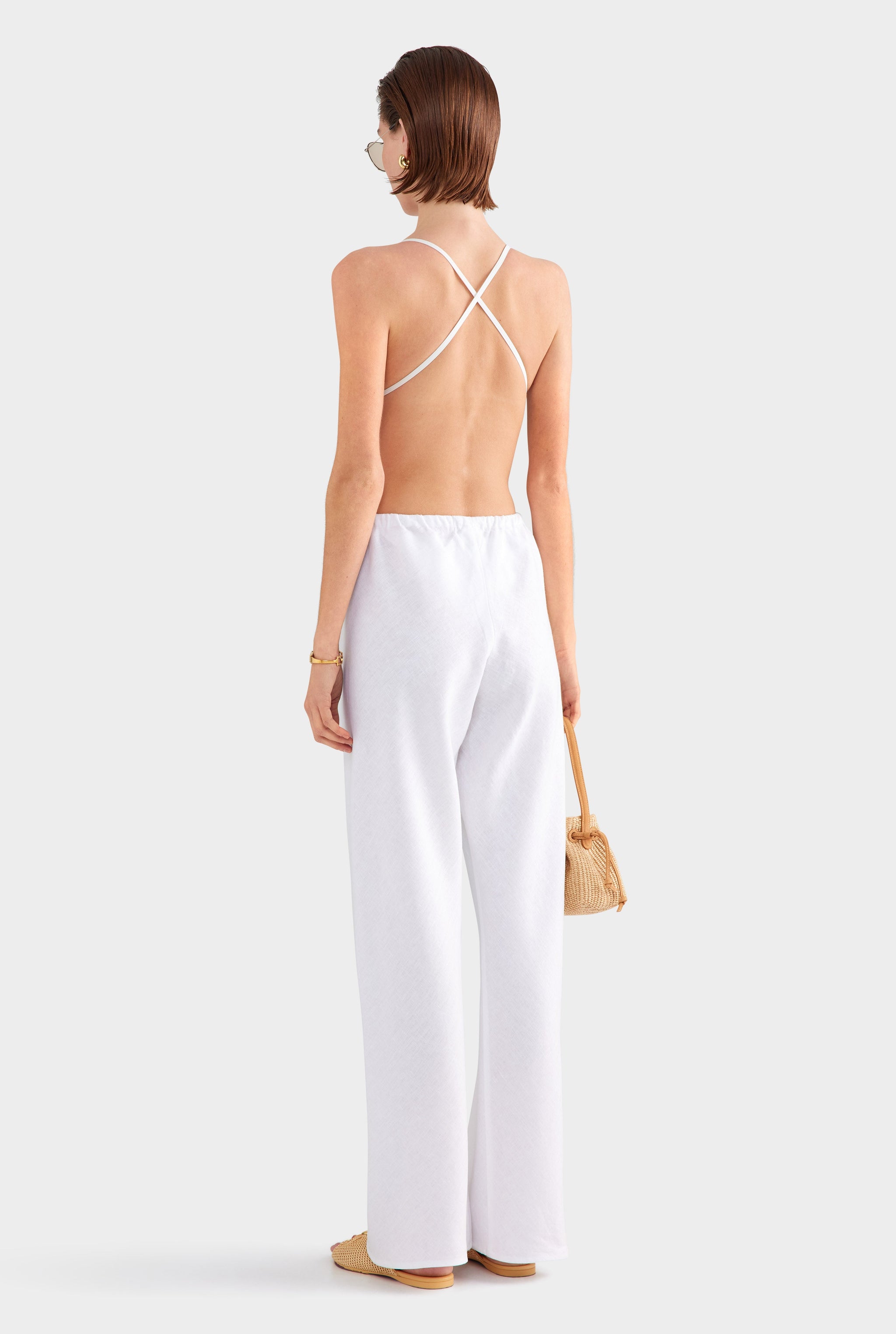 Linen Bias Pant - White