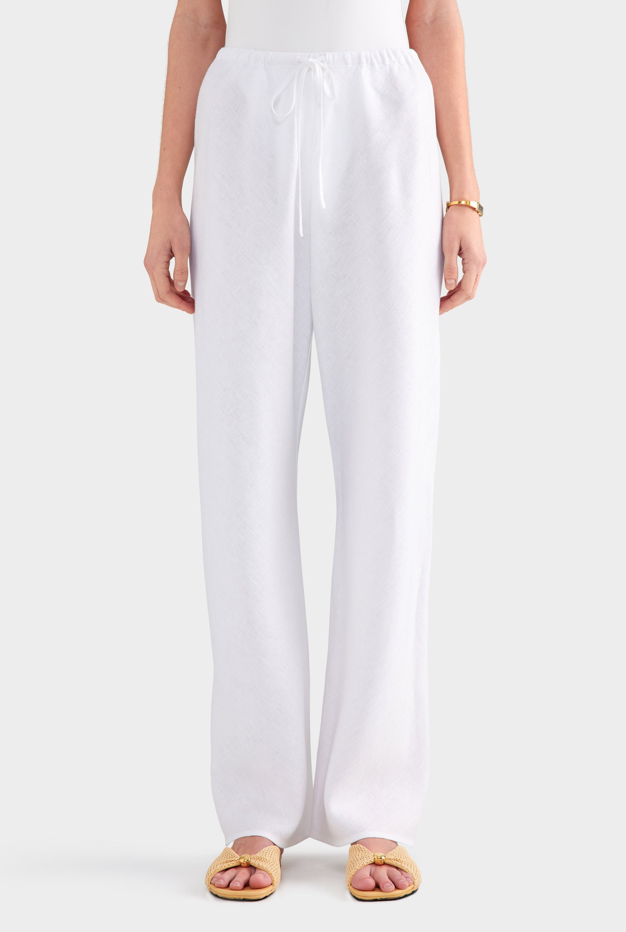 Linen Bias Pant - White