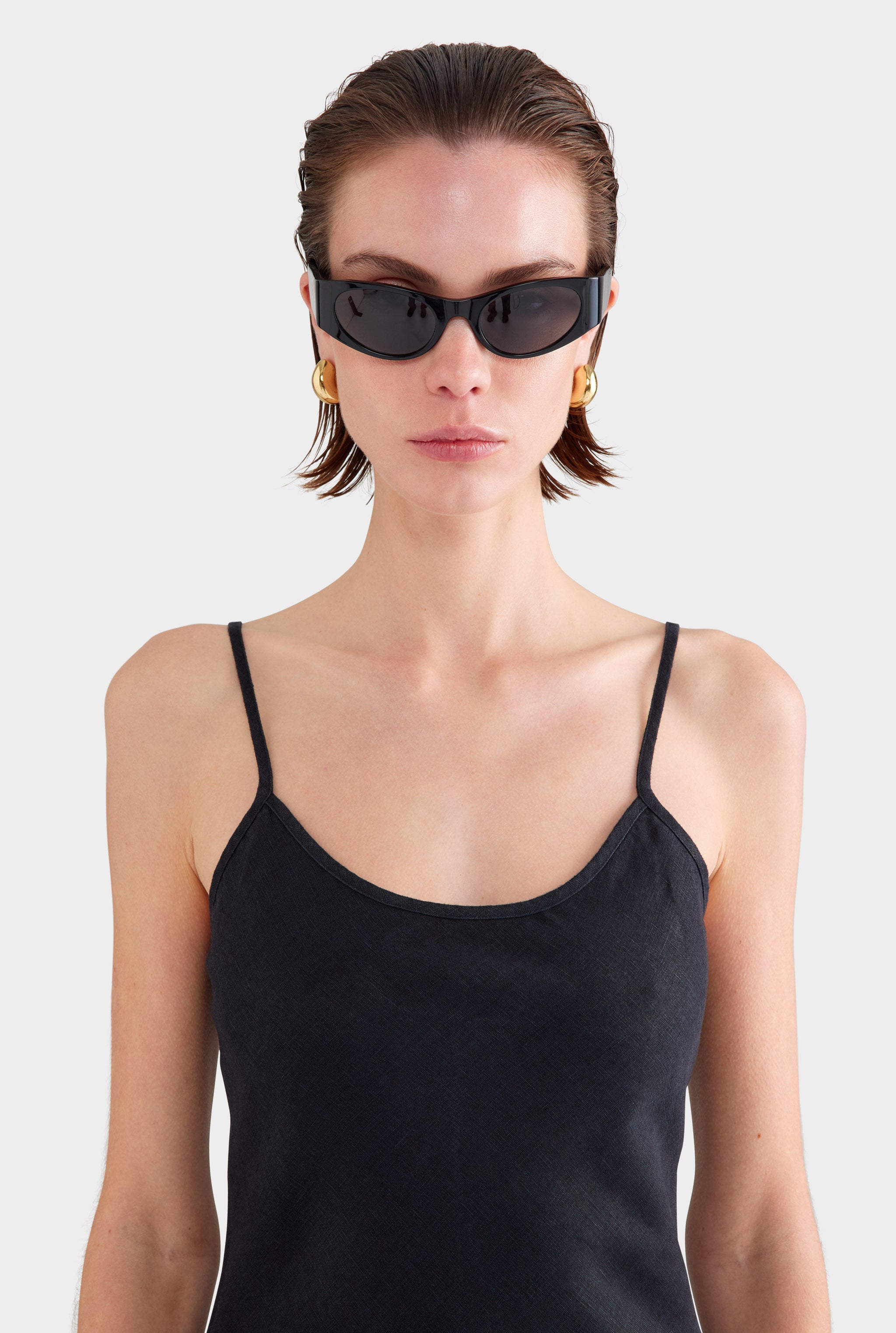 Linen Slip Dress - Black