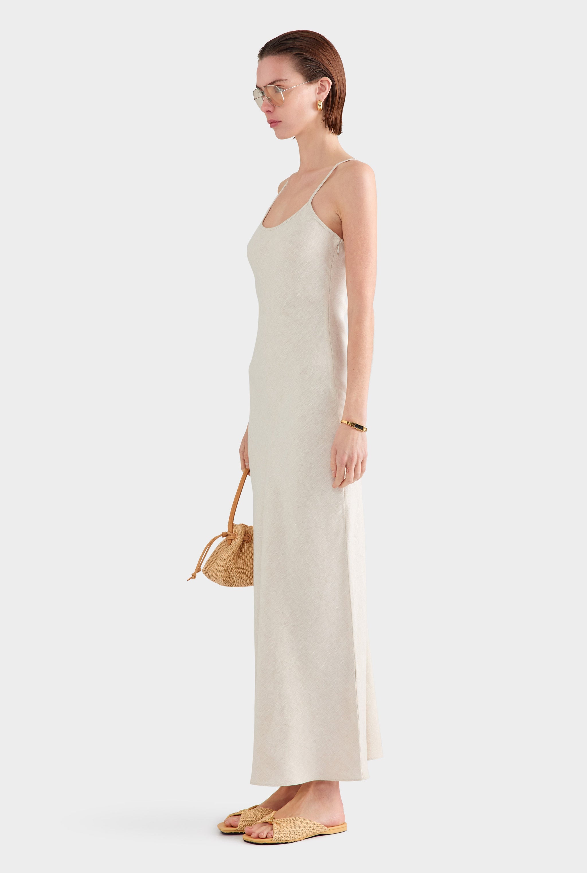 Linen Slip Dress - Sand