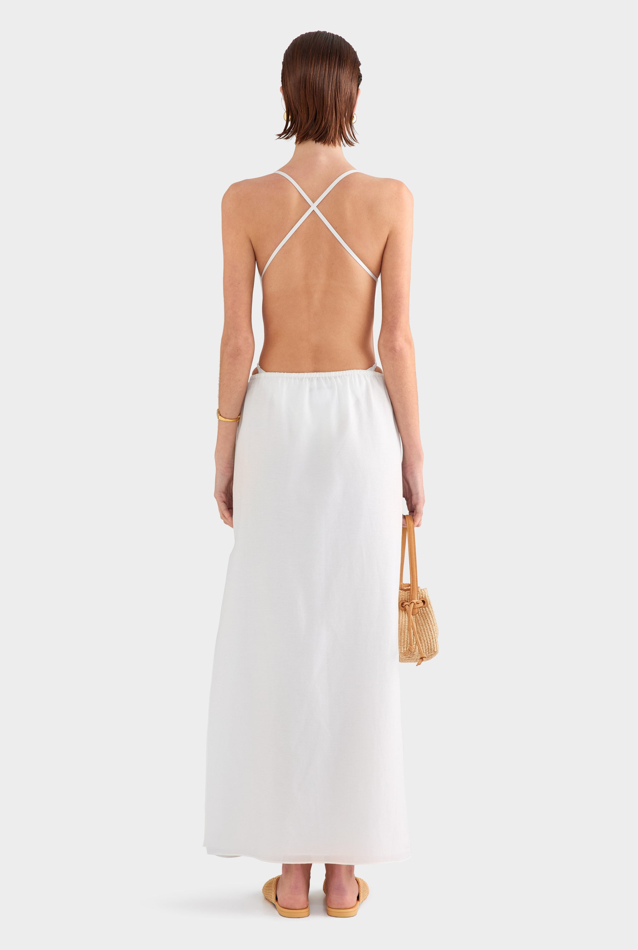Silk Cotton Maxi Skirt - White