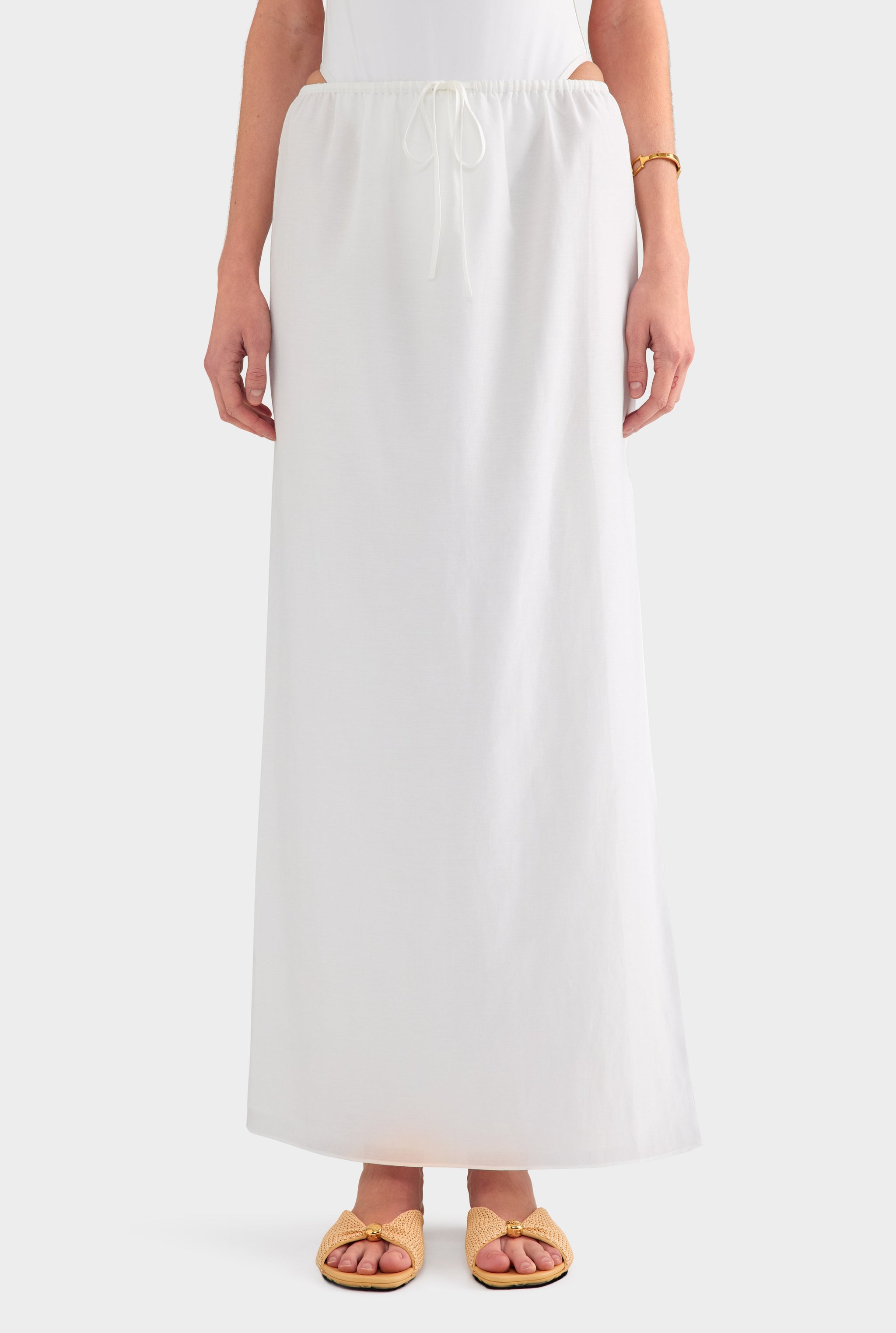 Silk Cotton Maxi Skirt - White