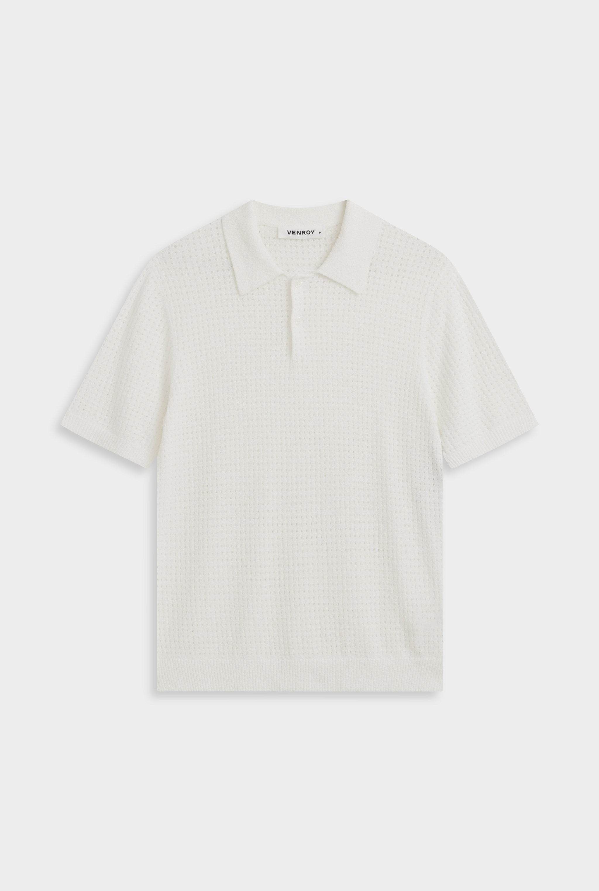 Boucle Open Knit Polo - Off White