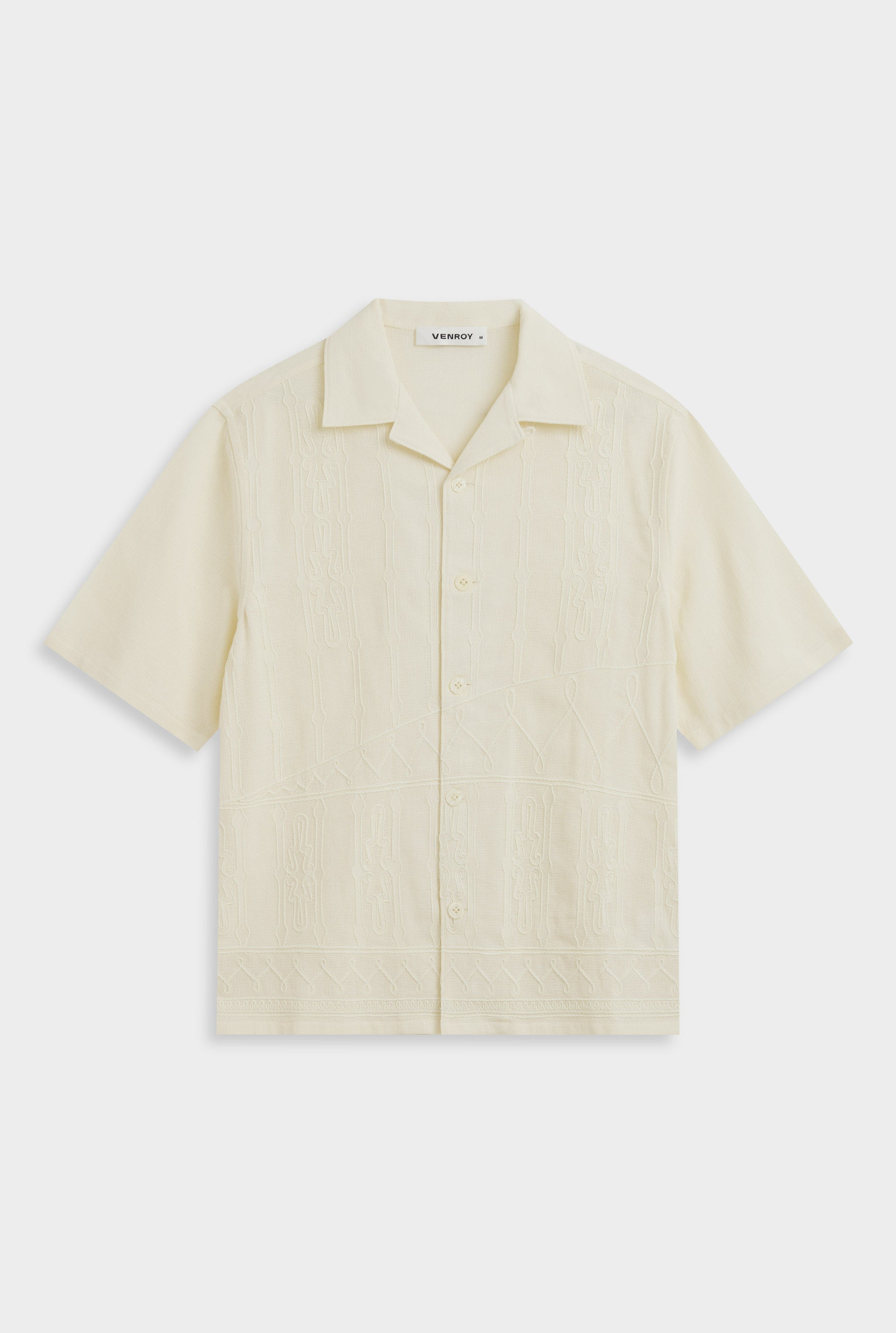 Cotton Mesh Embroidered Shirt - Natural