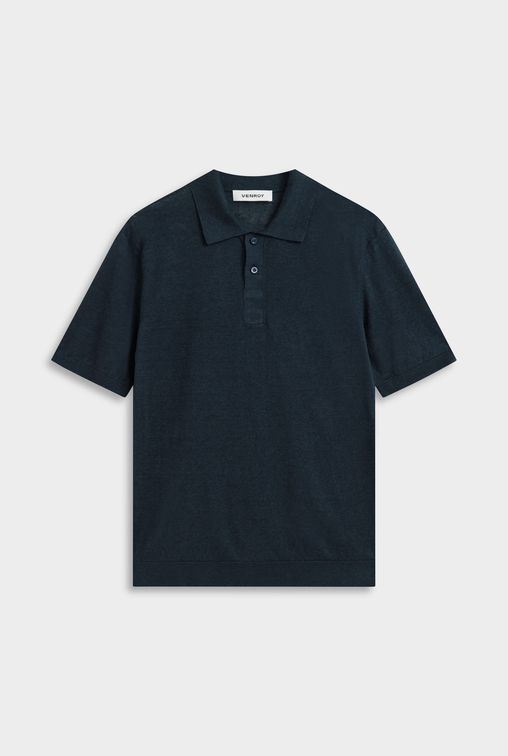 Linen Knit Polo - Navy
