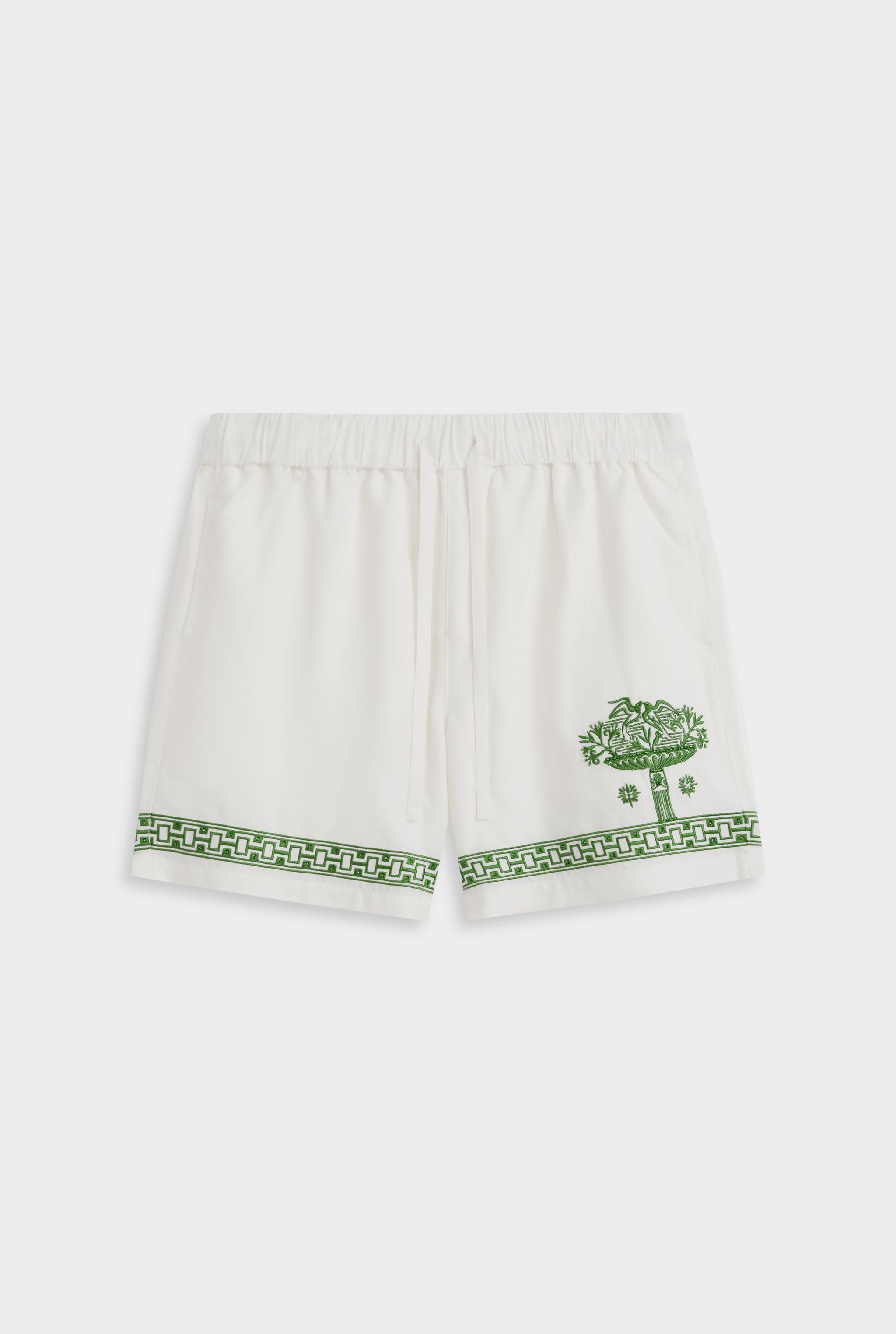 Relaxed Tencel Short - Off White/Ivy Green