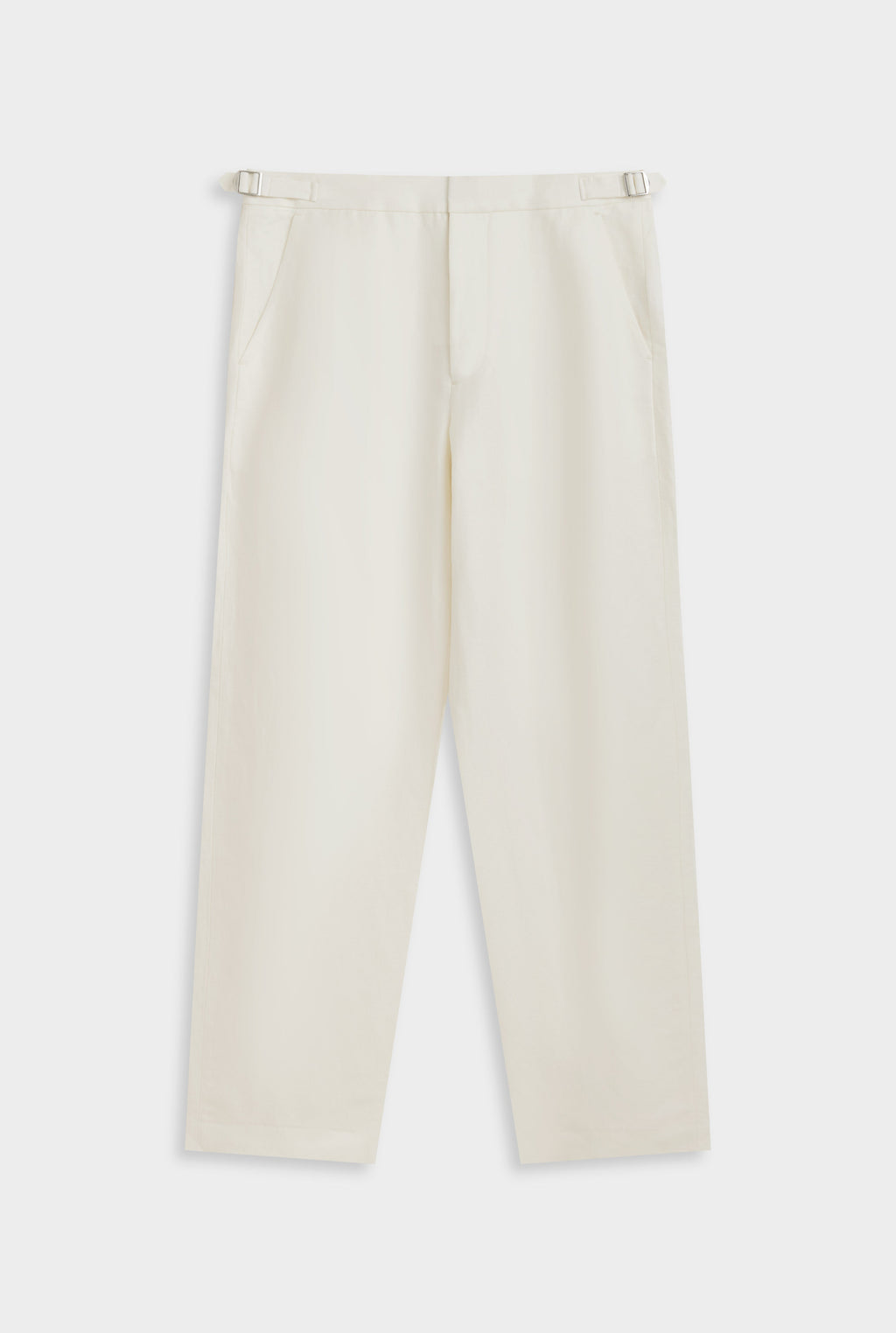 Silk Linen Side Tab Trouser - Cream