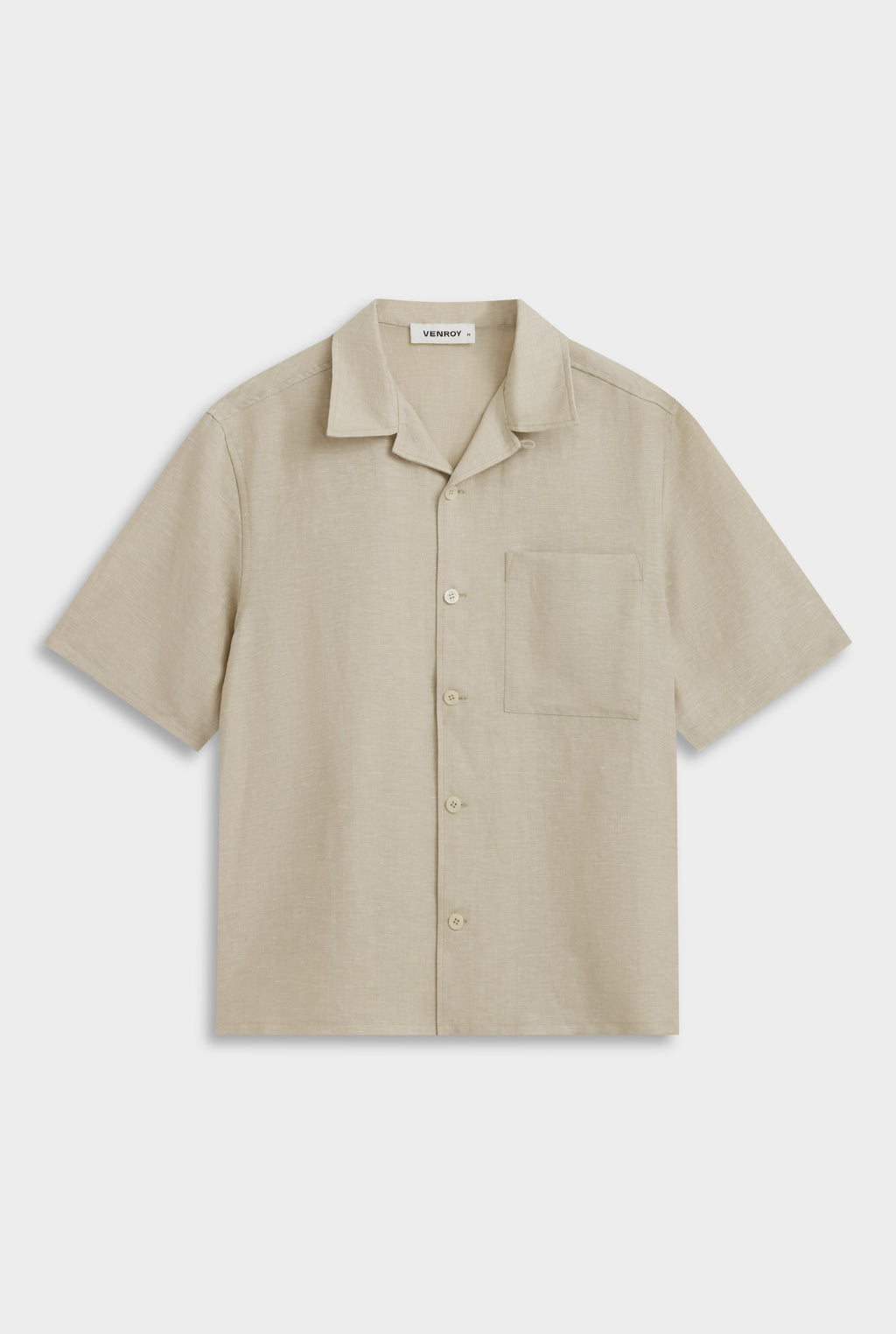 Wool Linen Camp Collar Shirt - Stone