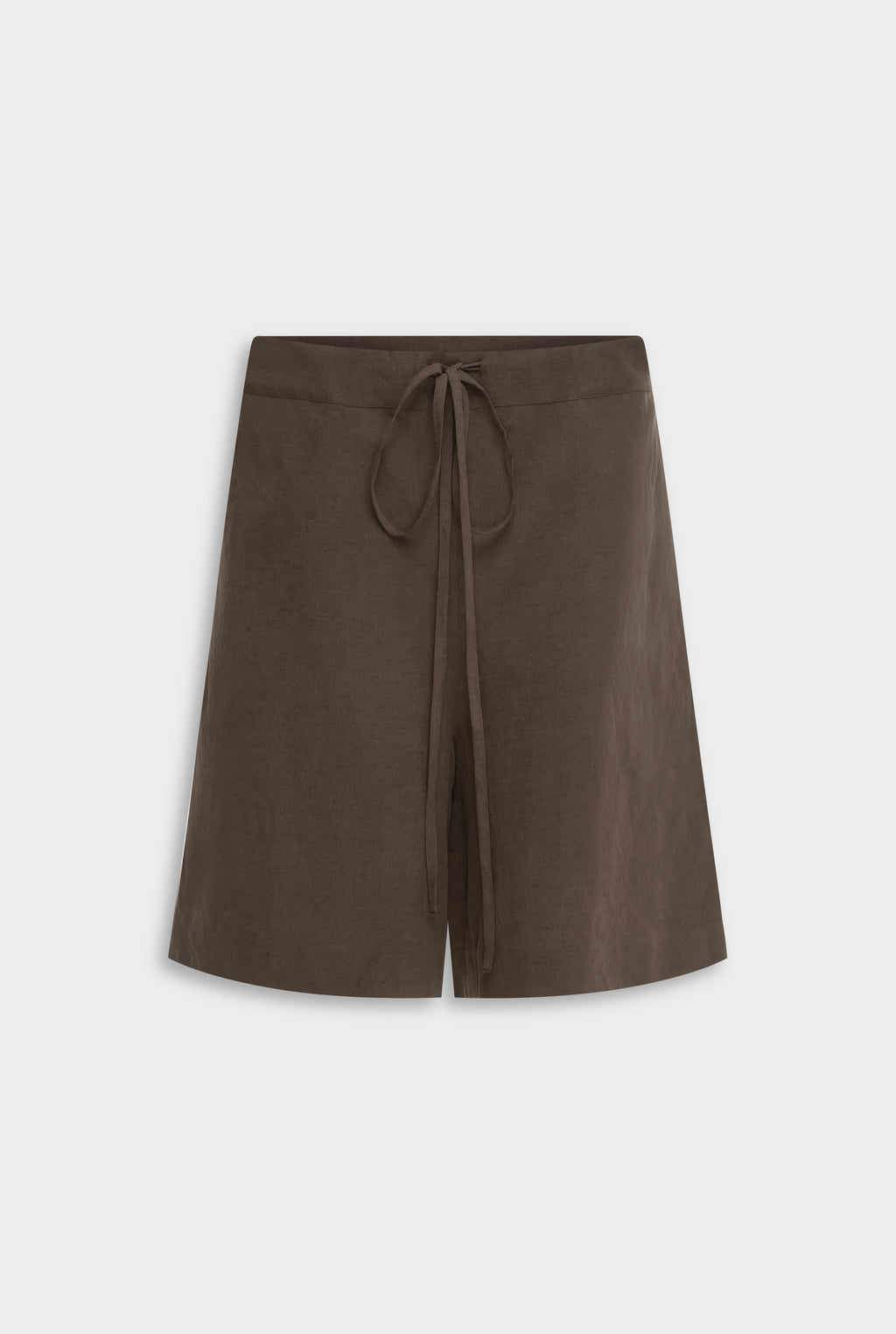 Silk Linen Drawstring Short - Chocolate