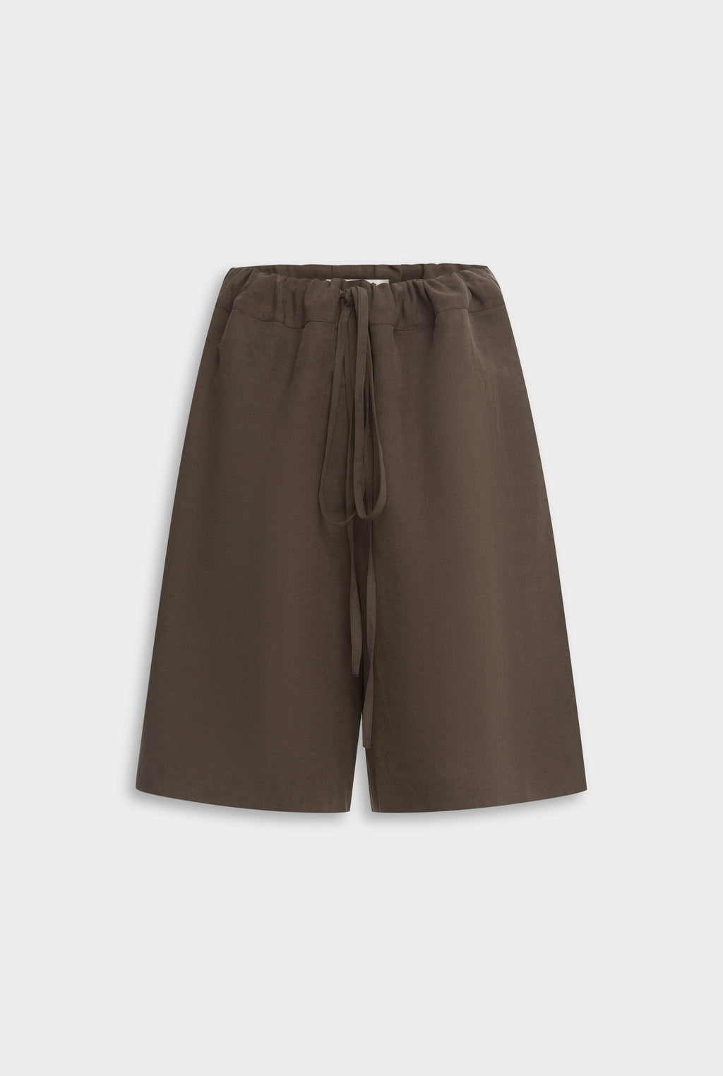 Silk Linen Drawstring Short - Chocolate