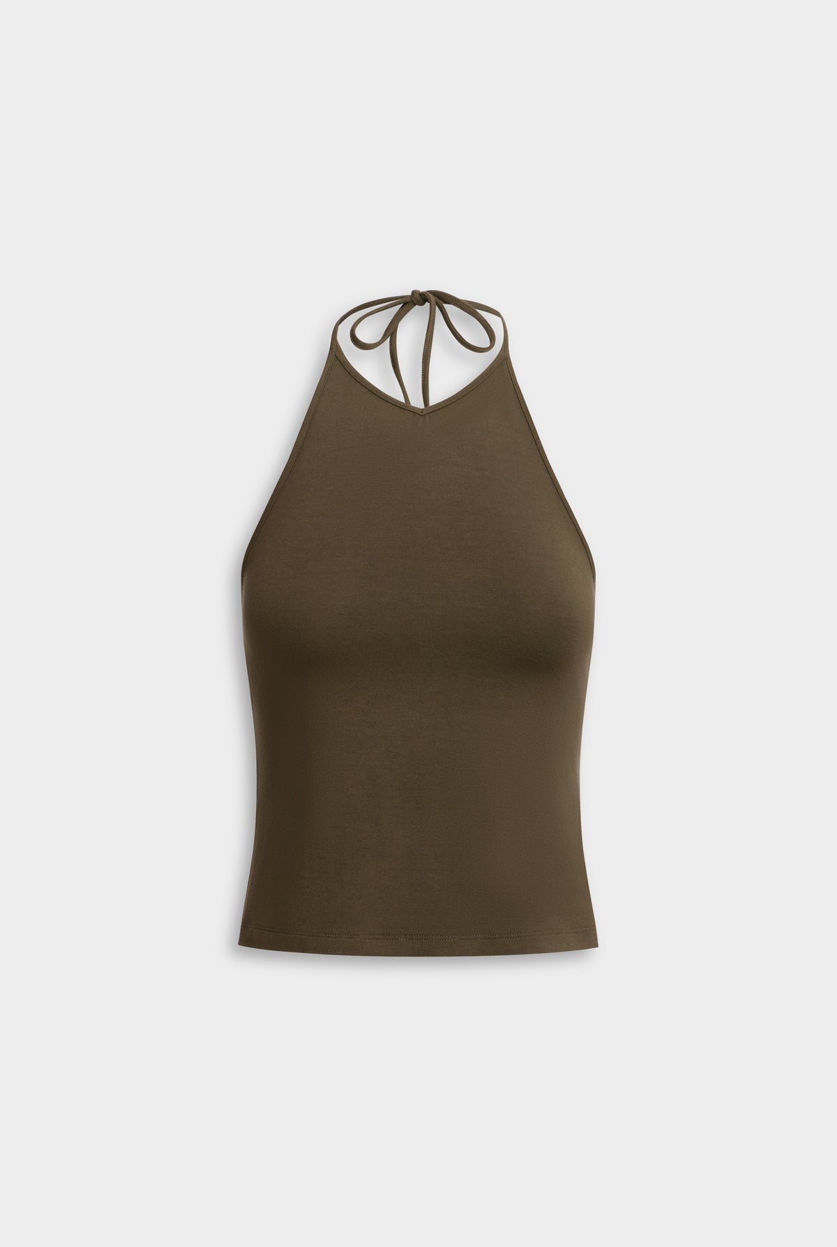 High V Neck Halter Tank - Dark Olive