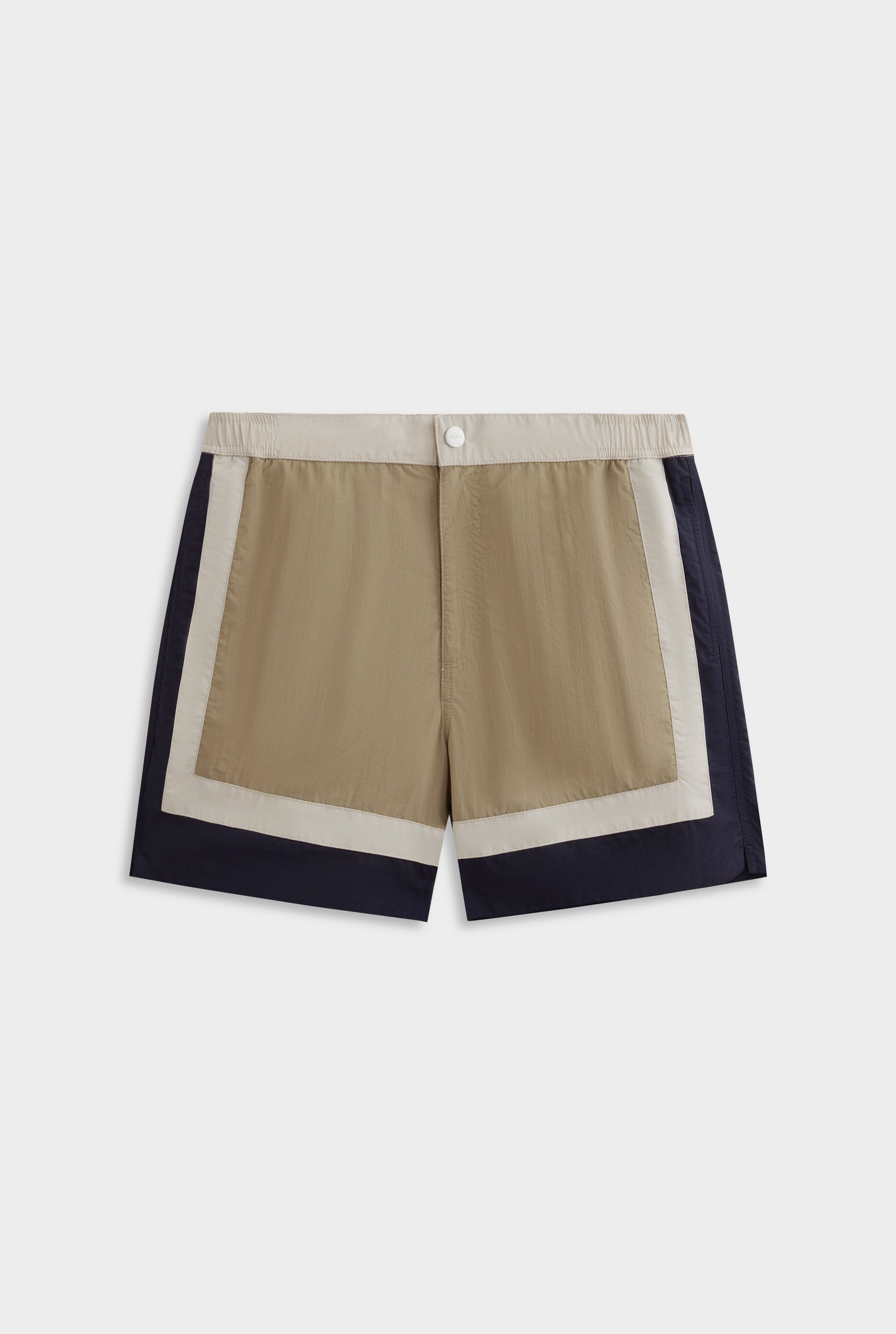 Panelled Snaplock Swim Short - Taupe/Navy/Cream