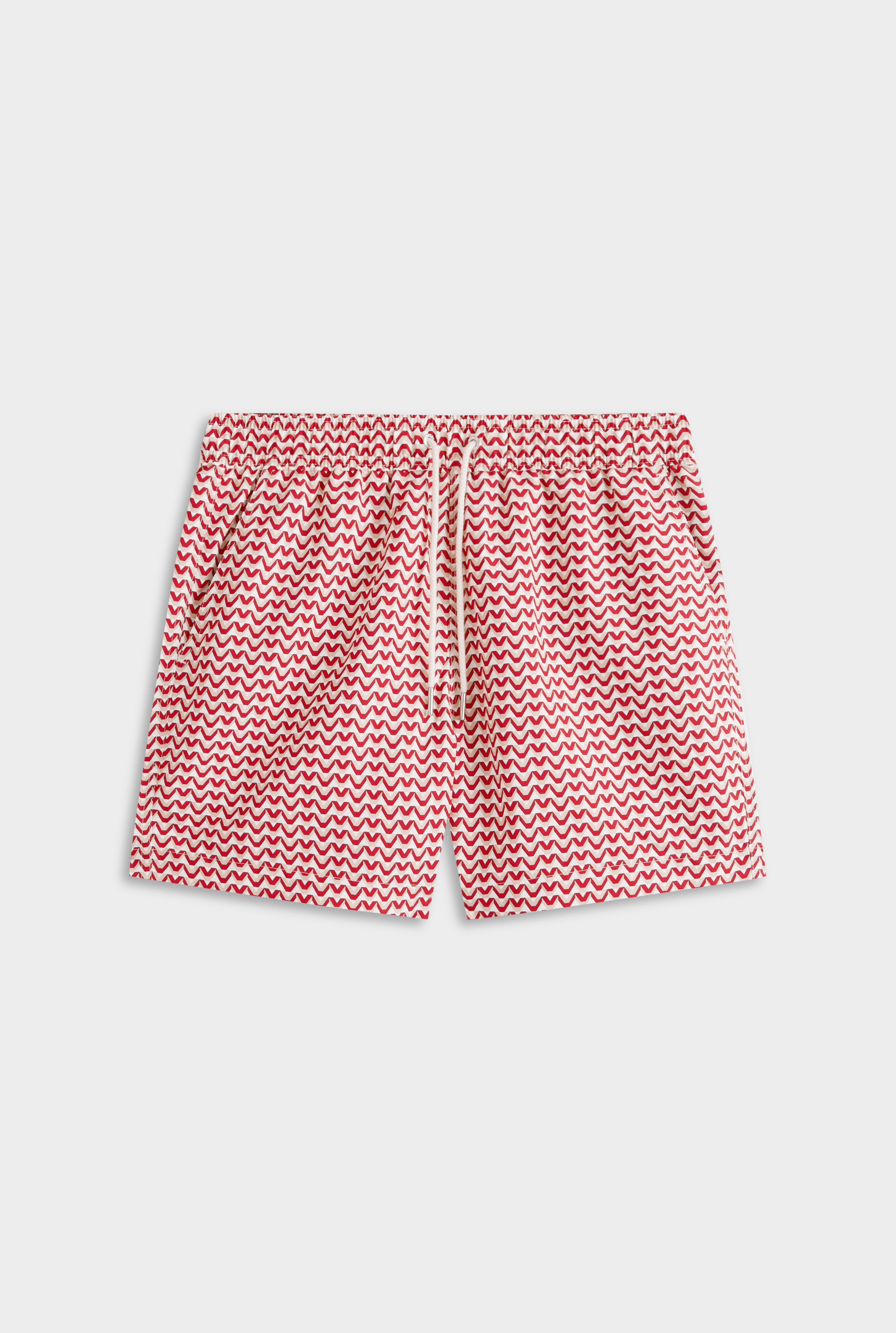 Printed Swim Short - Cream/Red/Granite V Monogram