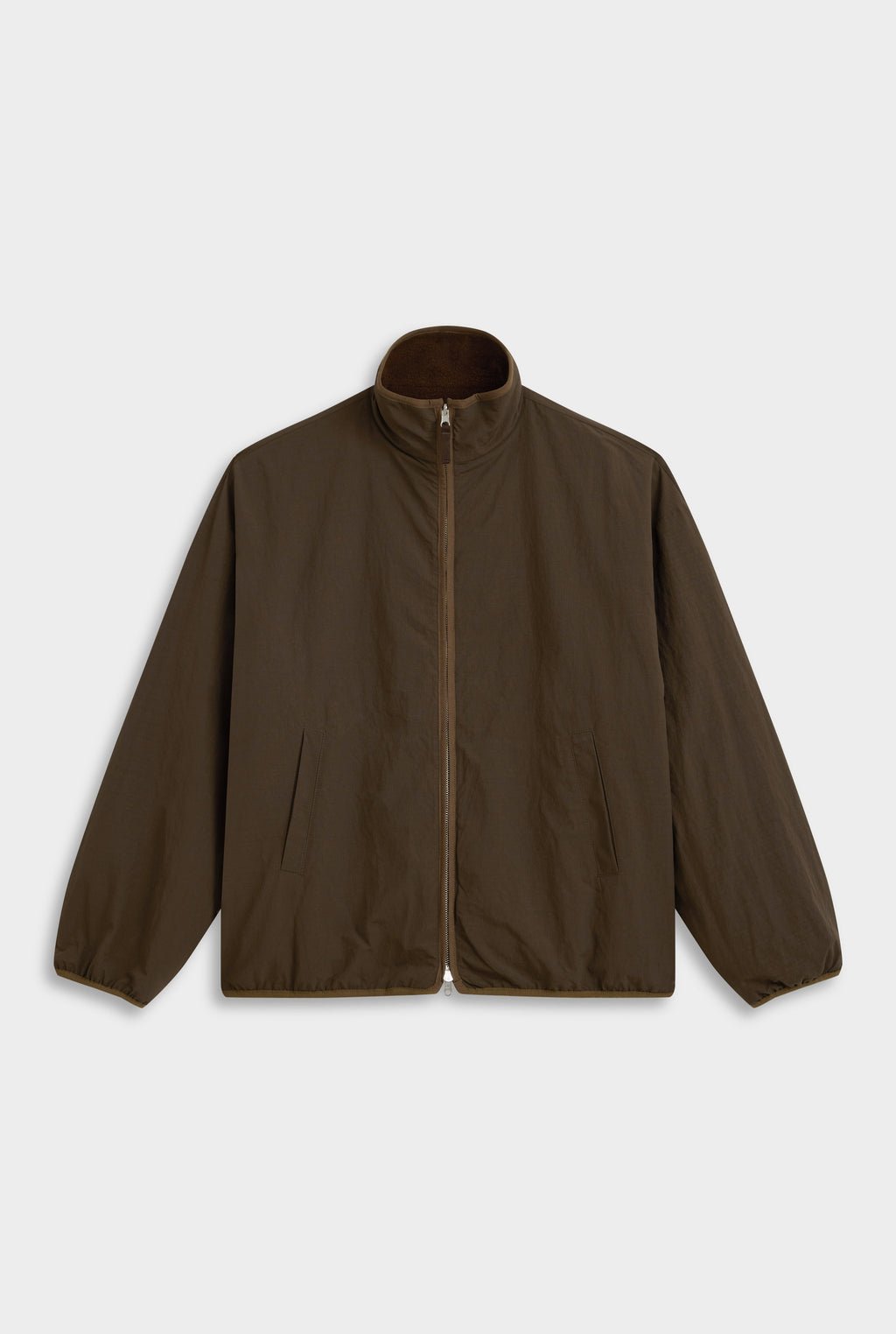 Reversible Fleece Zip Through Jacket - Brown