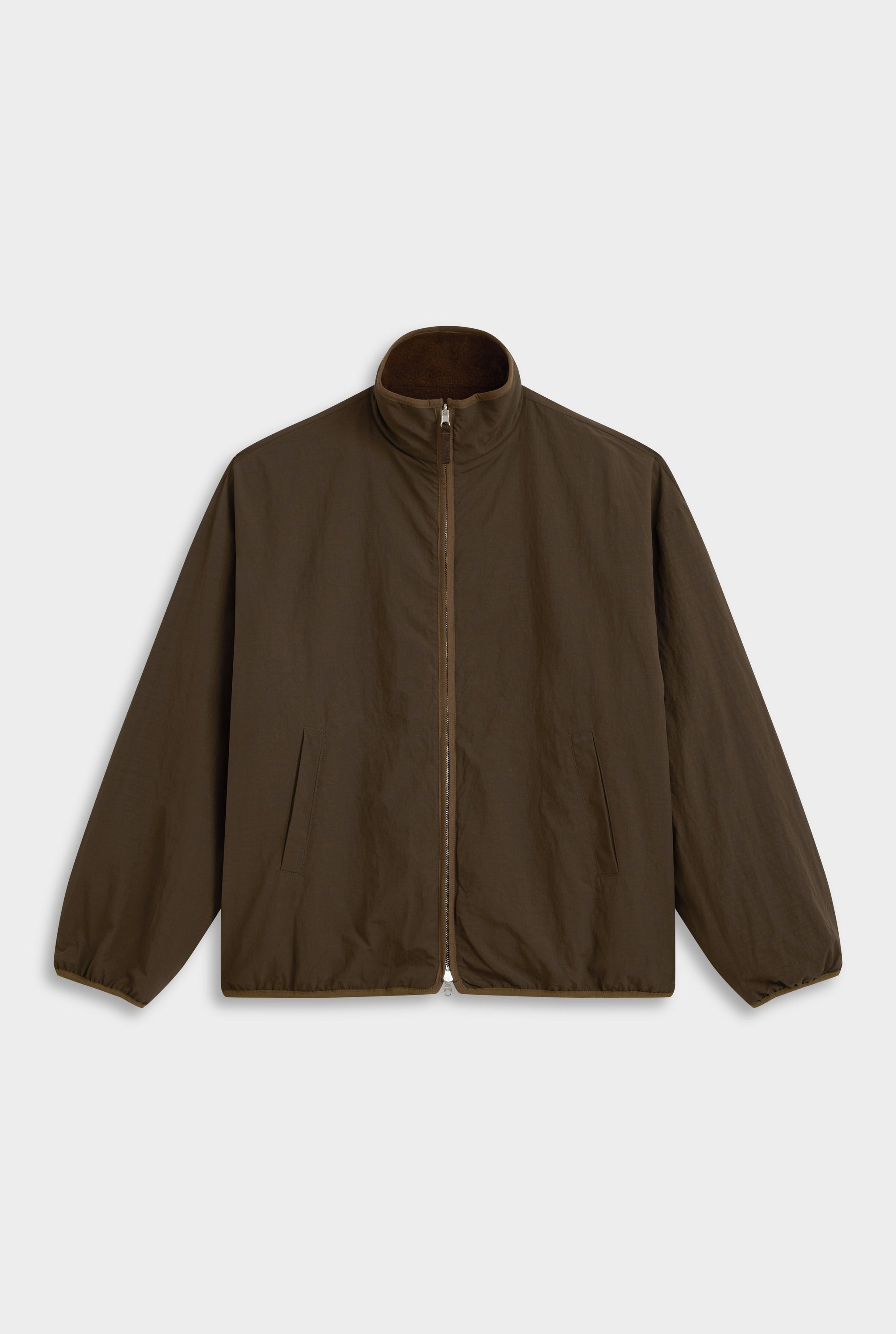 Reversible Fleece Zip Through Jacket - Brown