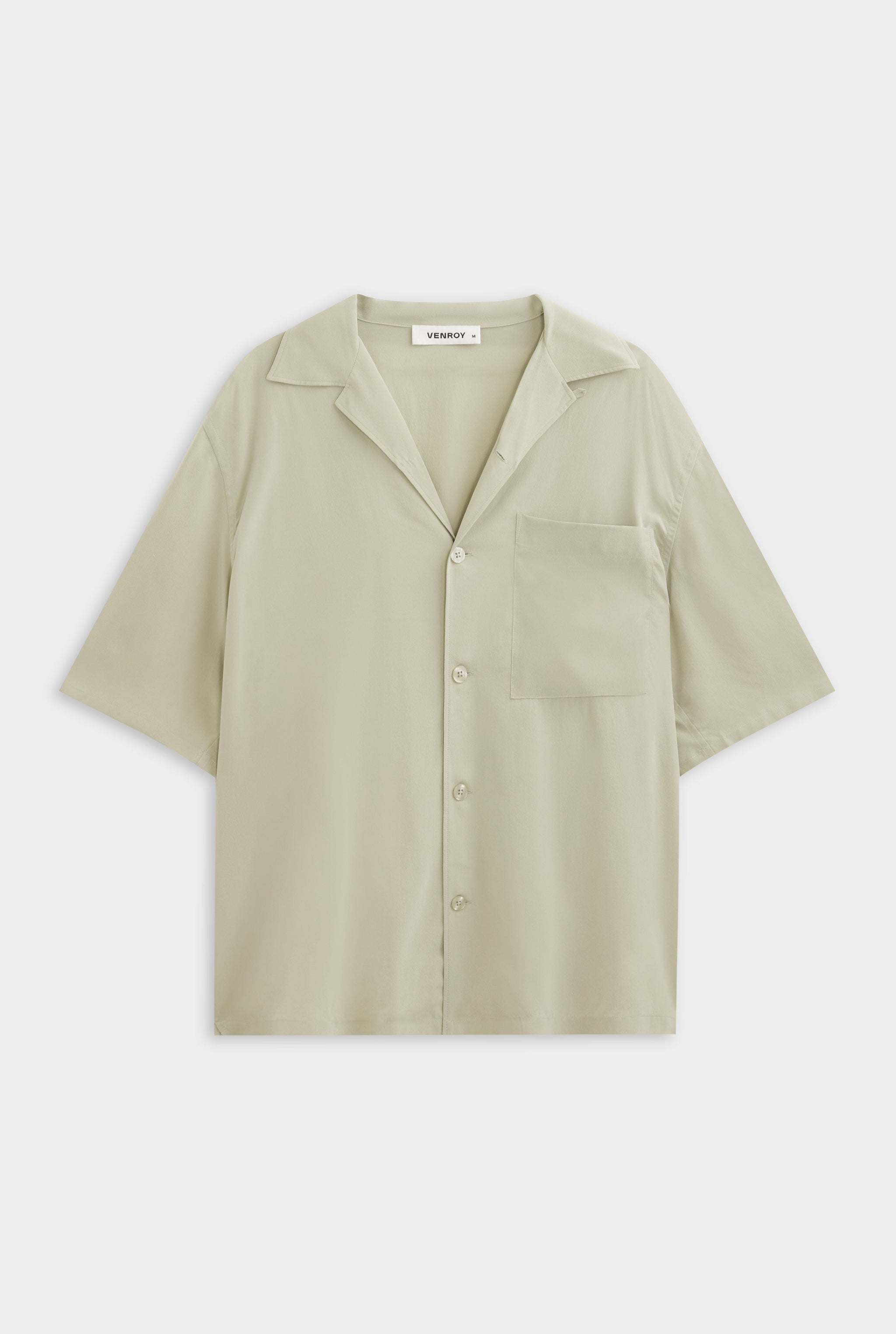 Short Sleeve Silk Camp Collar Shirt - Sage