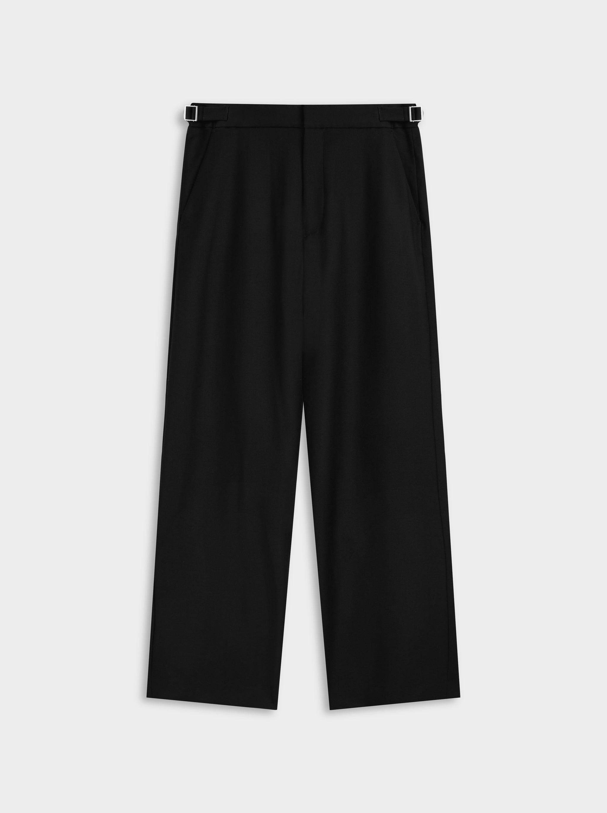 Tailored Wool Side Tab Trouser - Black