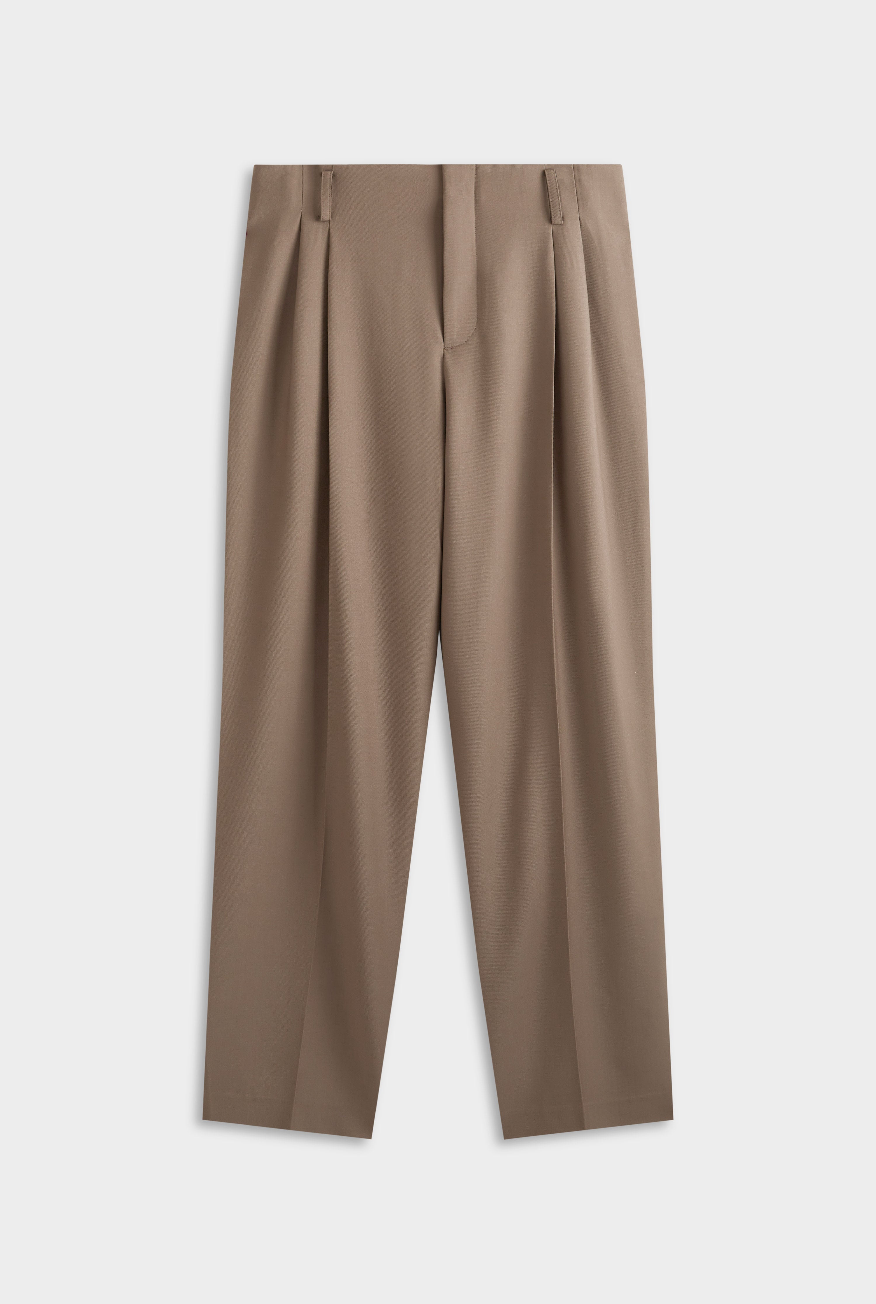 Tailored Wool Suit Trouser - Taupe Brown