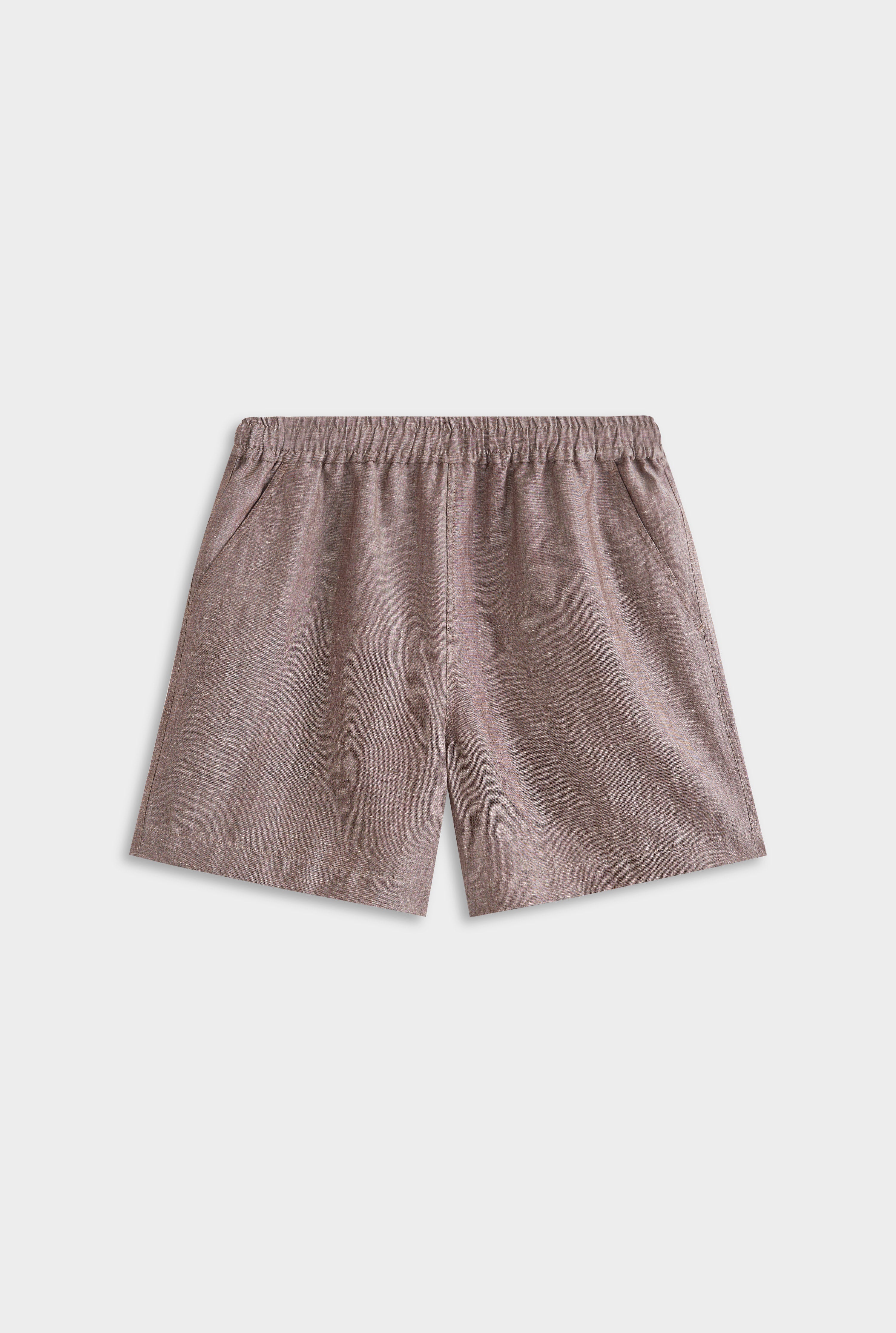 Wool Linen Lounge Short - Brown