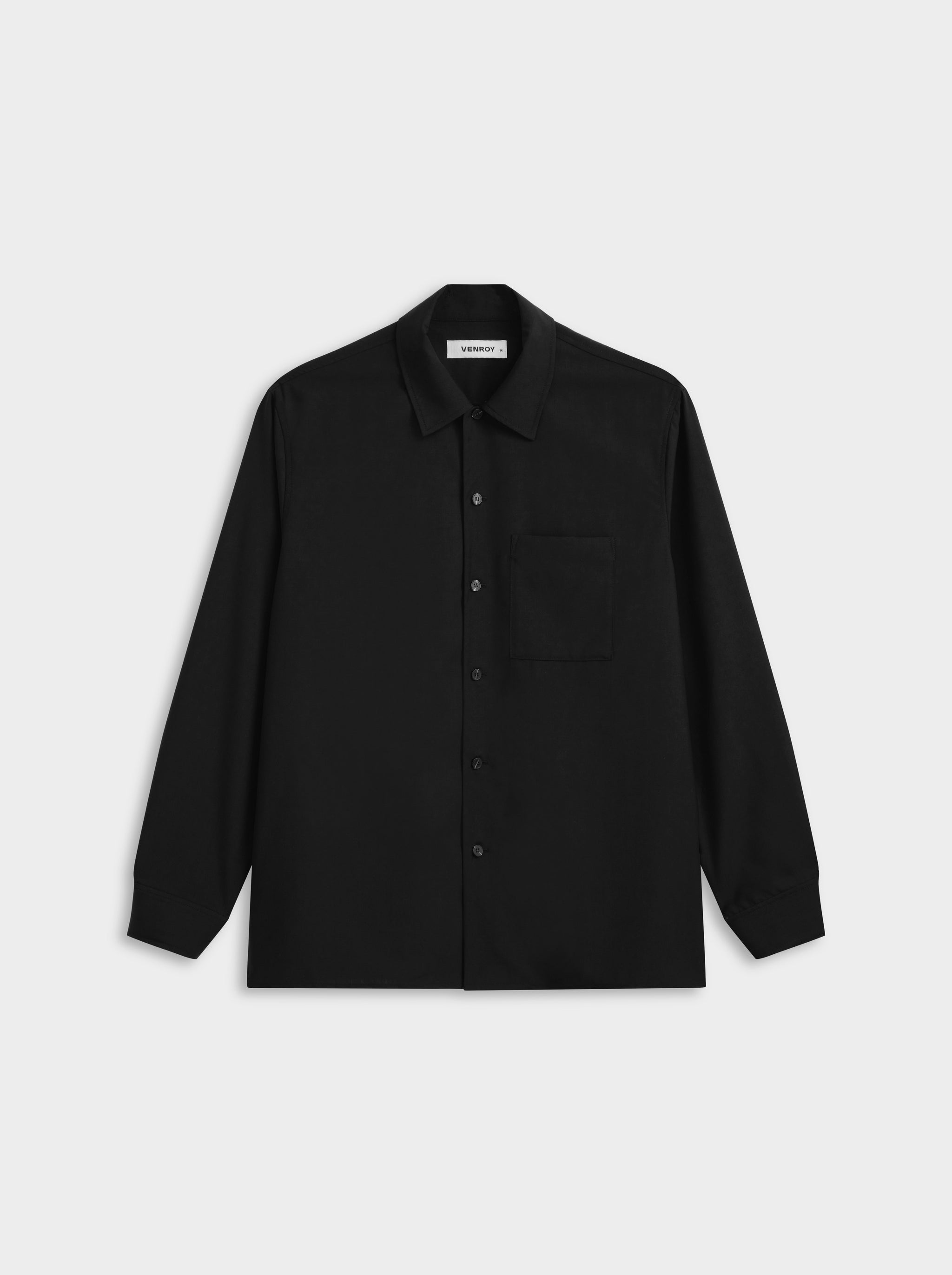 Wool Long Sleeve Shirt - Black
