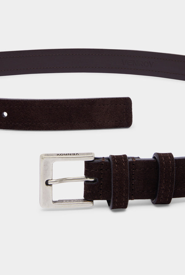 Classic Suede Belt - Brown Suede