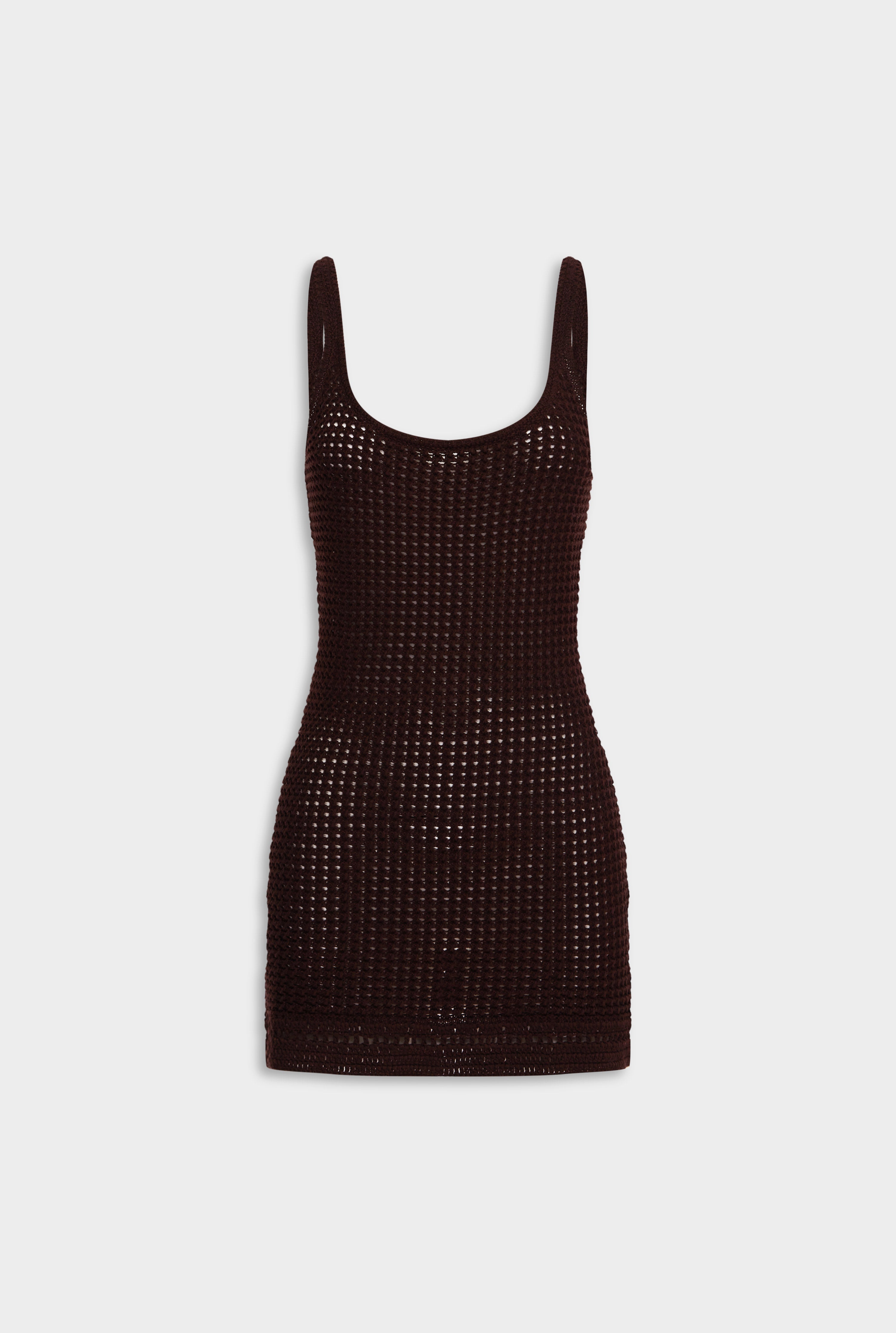 Crochet Cami Mini Dress - Dark Chocolate