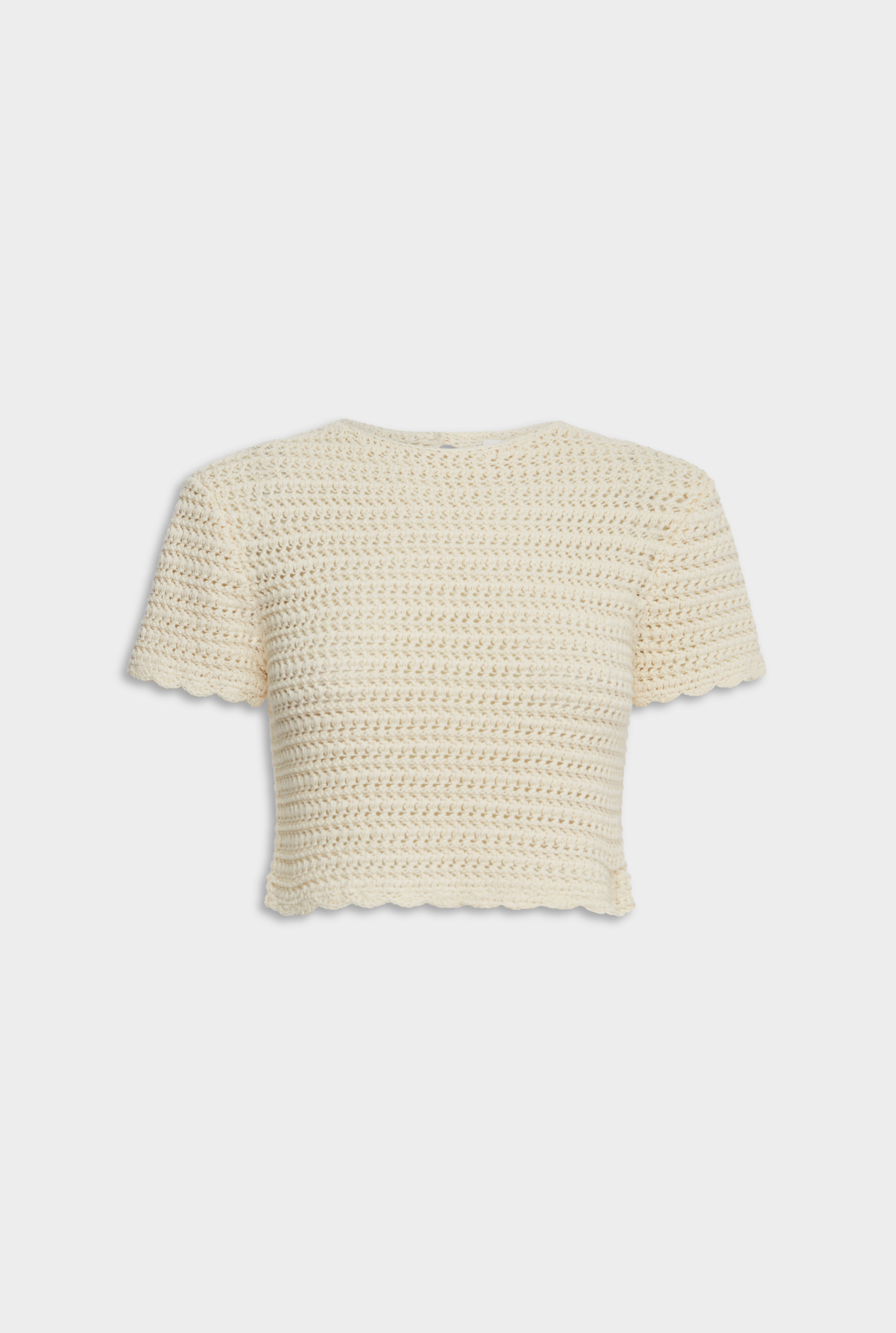 Crochet Cropped Tee - Cream