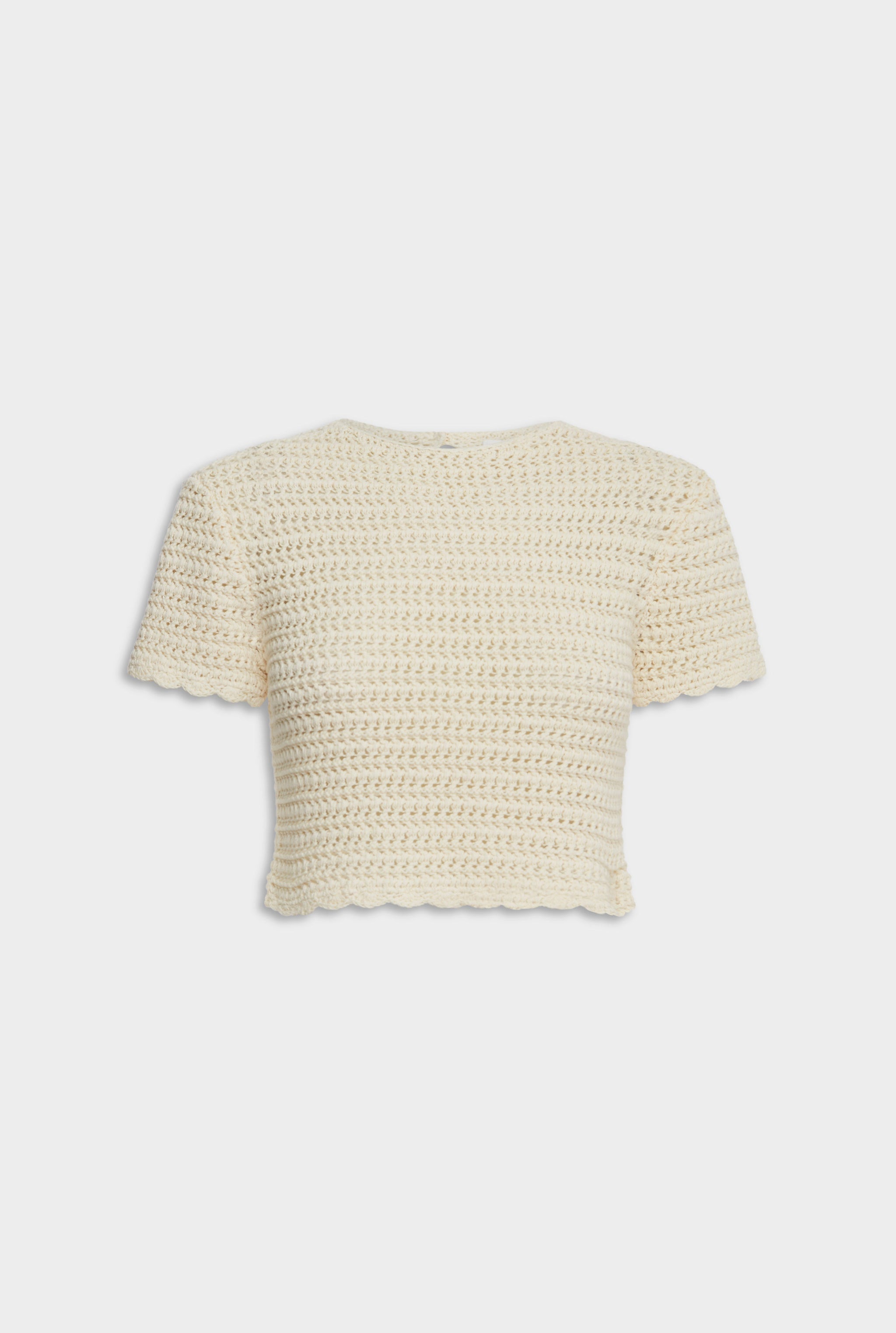 Crochet Cropped Tee - Cream