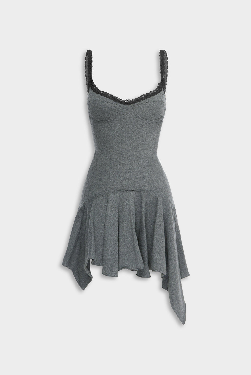 Jersey Handkerchief Mini Dress | Size: XS | Color: Dark Grey Marl Jersey Handkerchief Mini Dress | Size: XS | Color: Dark Grey Marl