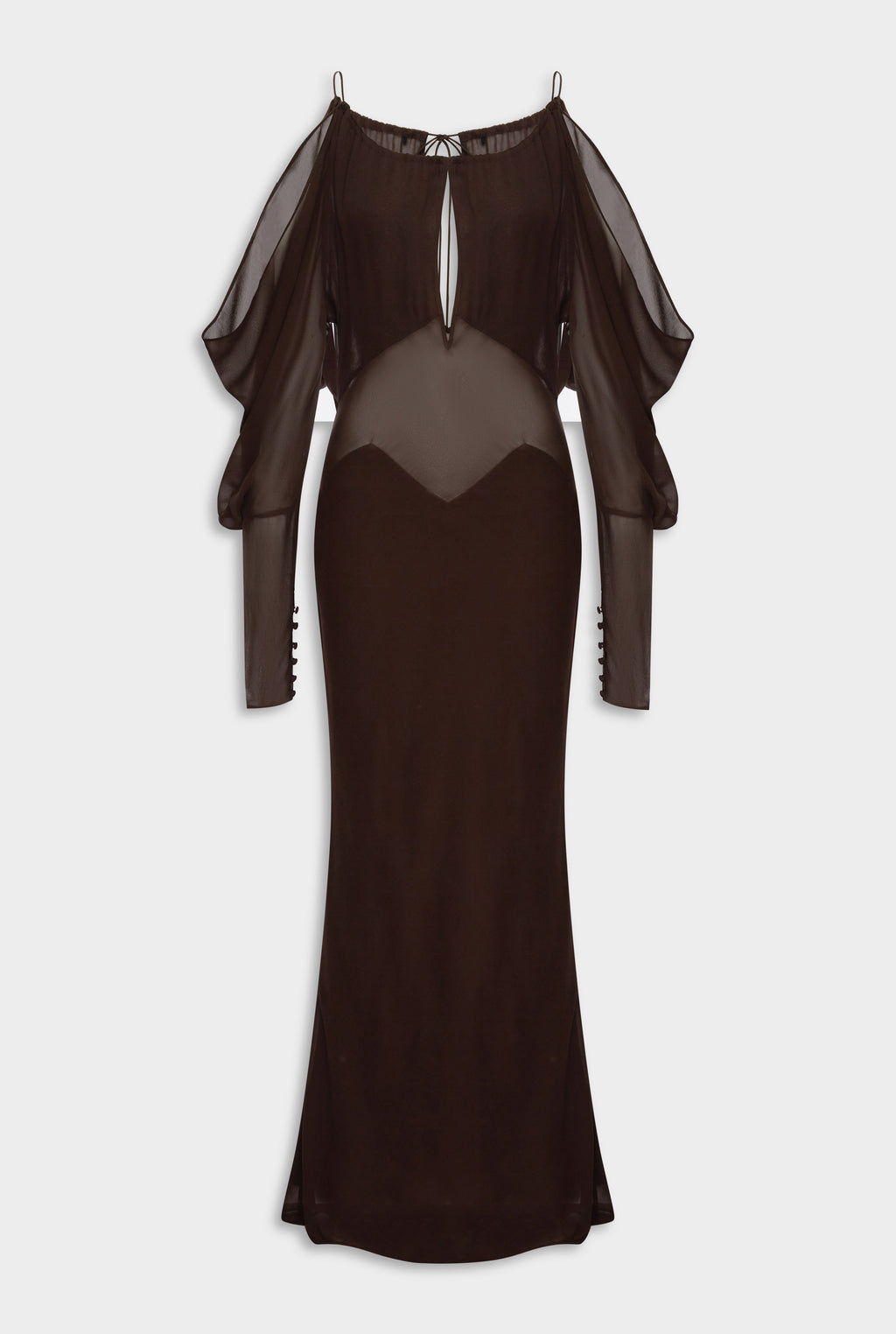 column maxi dress with sleeves Silk Off Shoulder Column Maxi Dress | Size: S