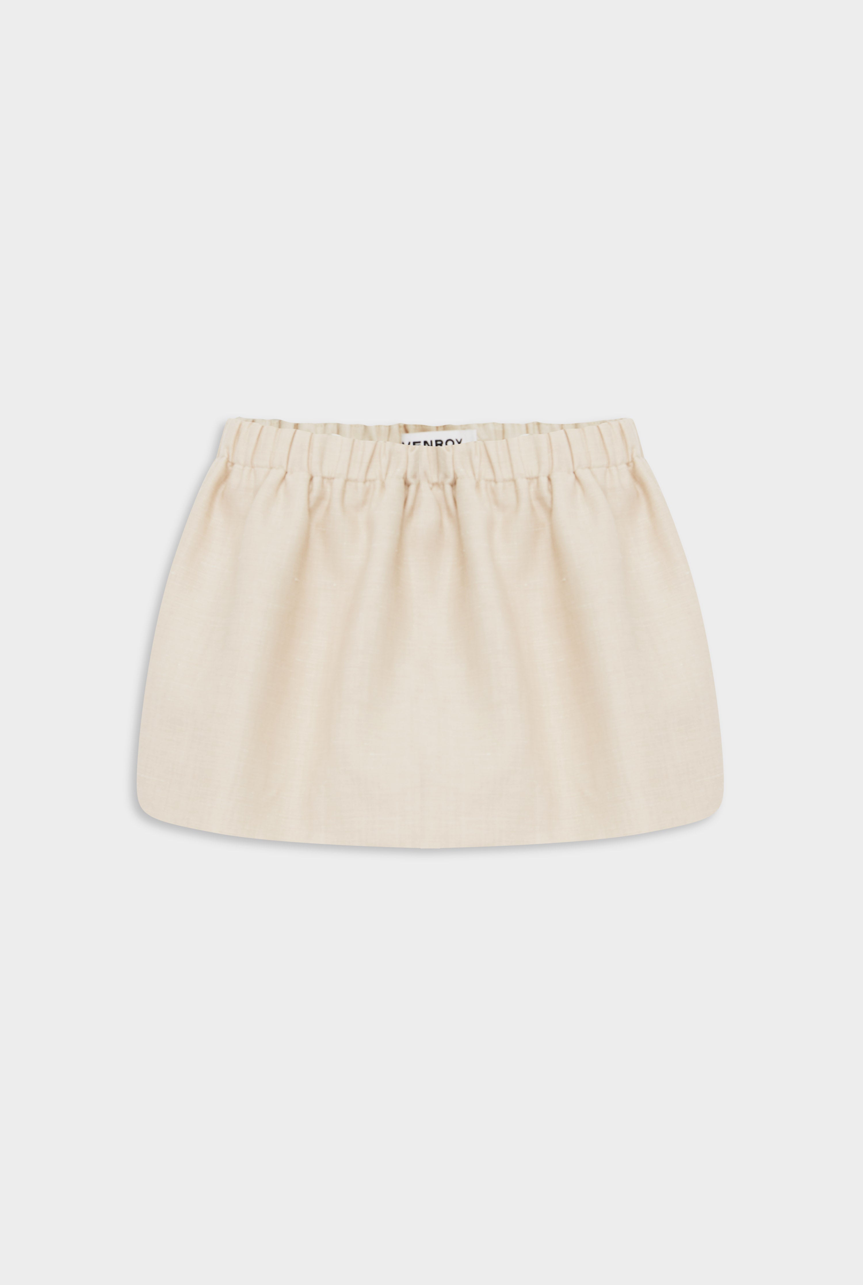 Wool Linen Mini Skirt - Stone