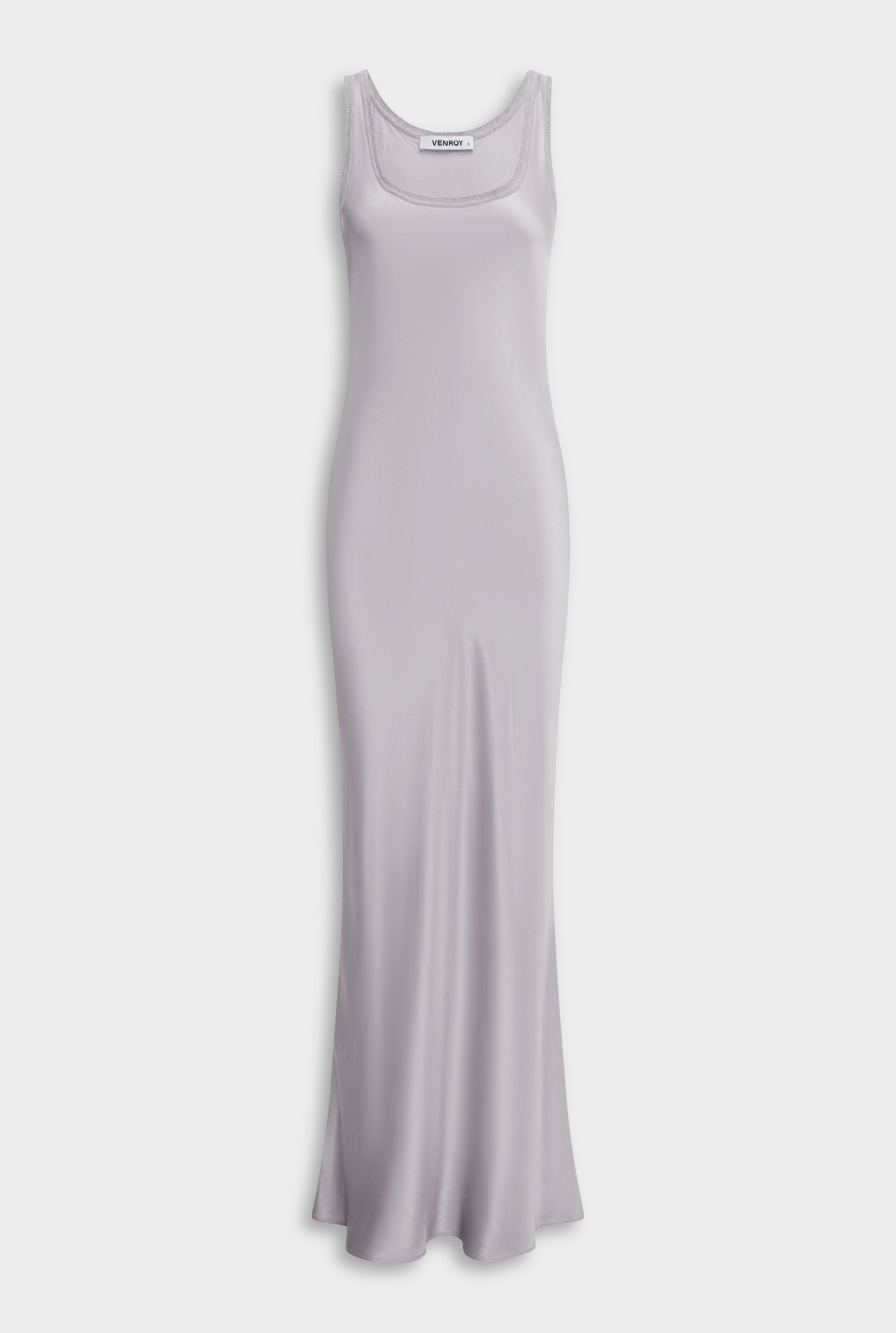Bias Satin Tank Dress - Silver/Grey Marl