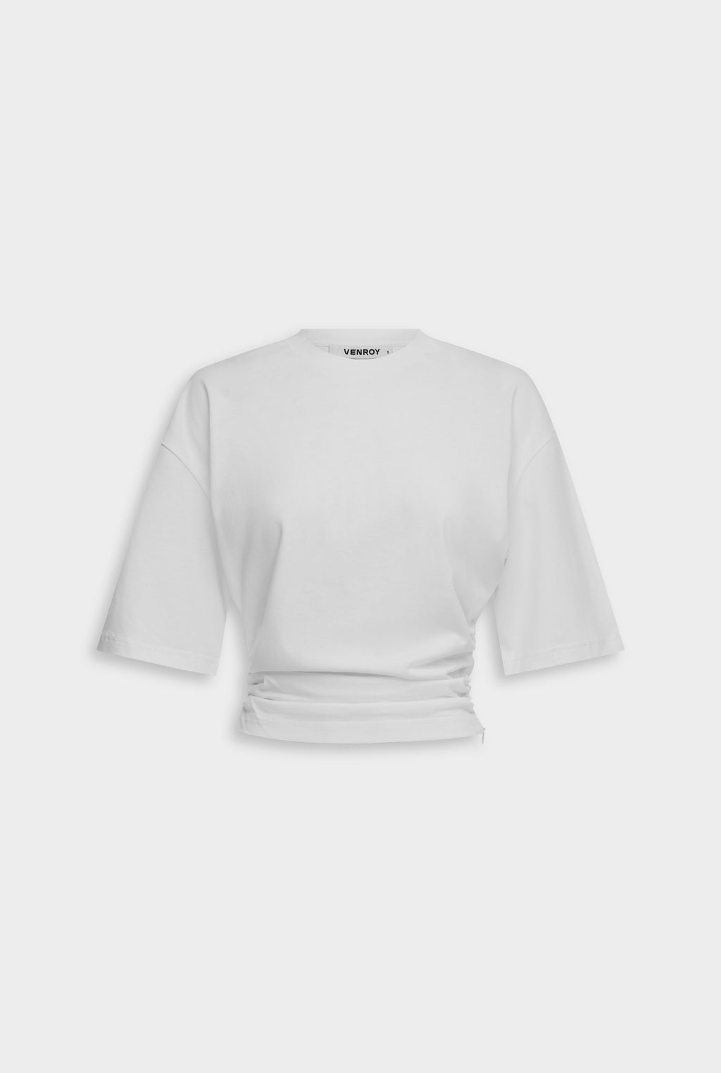 Cinched Waist Cotton Tee - White