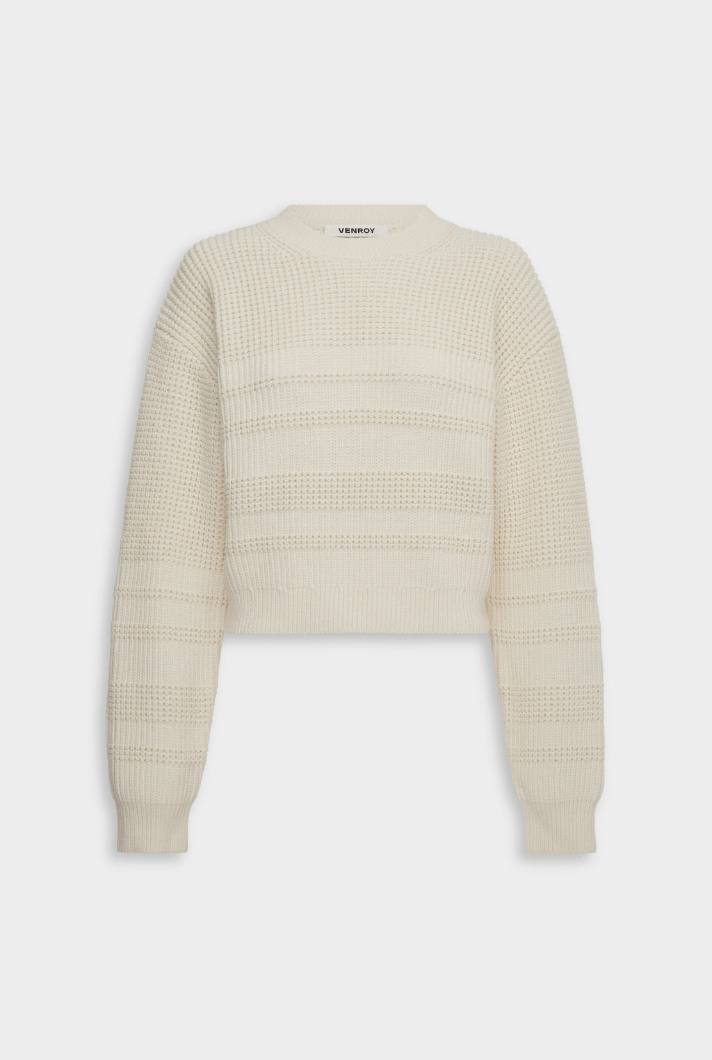 Cotton Cashmere Textured Crewneck Sweater - Off White