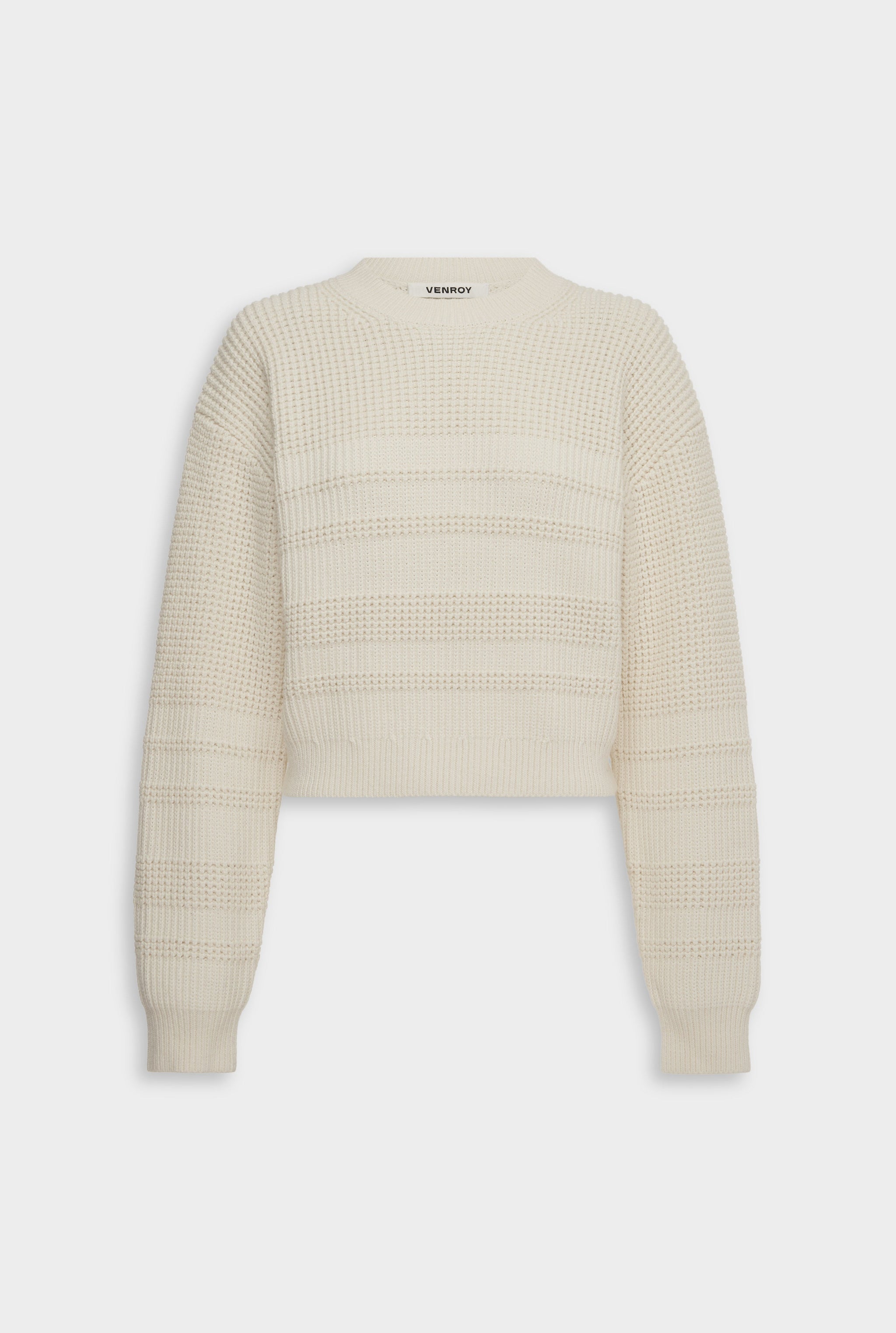 Cotton Cashmere Textured Crewneck Sweater - Off White