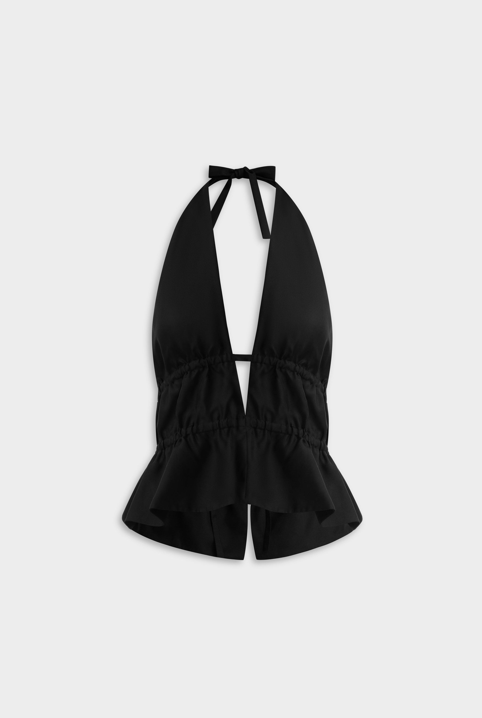 Silk Twill Halter Top - Black