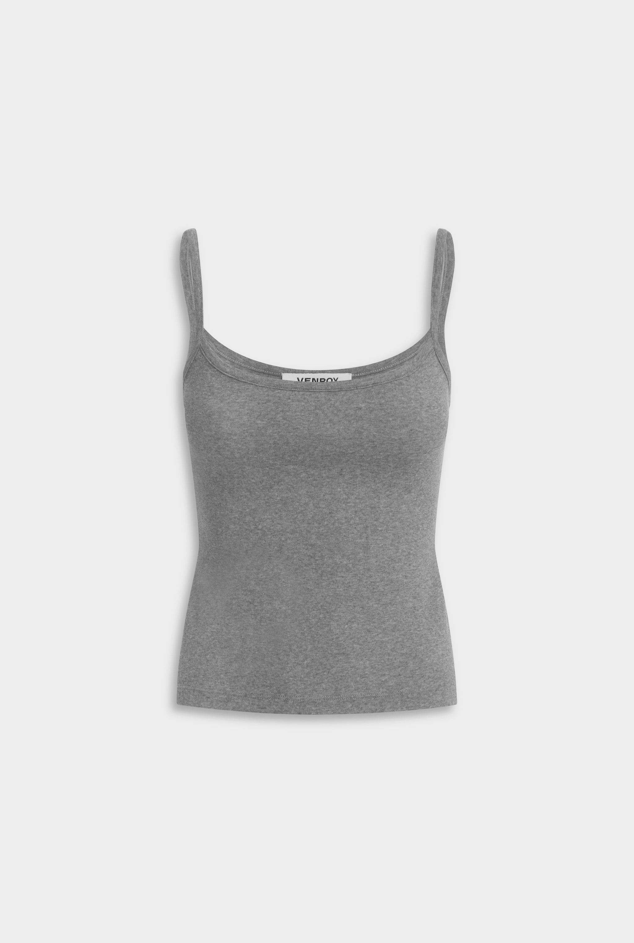 Cotton Rib Cami - Grey Marl