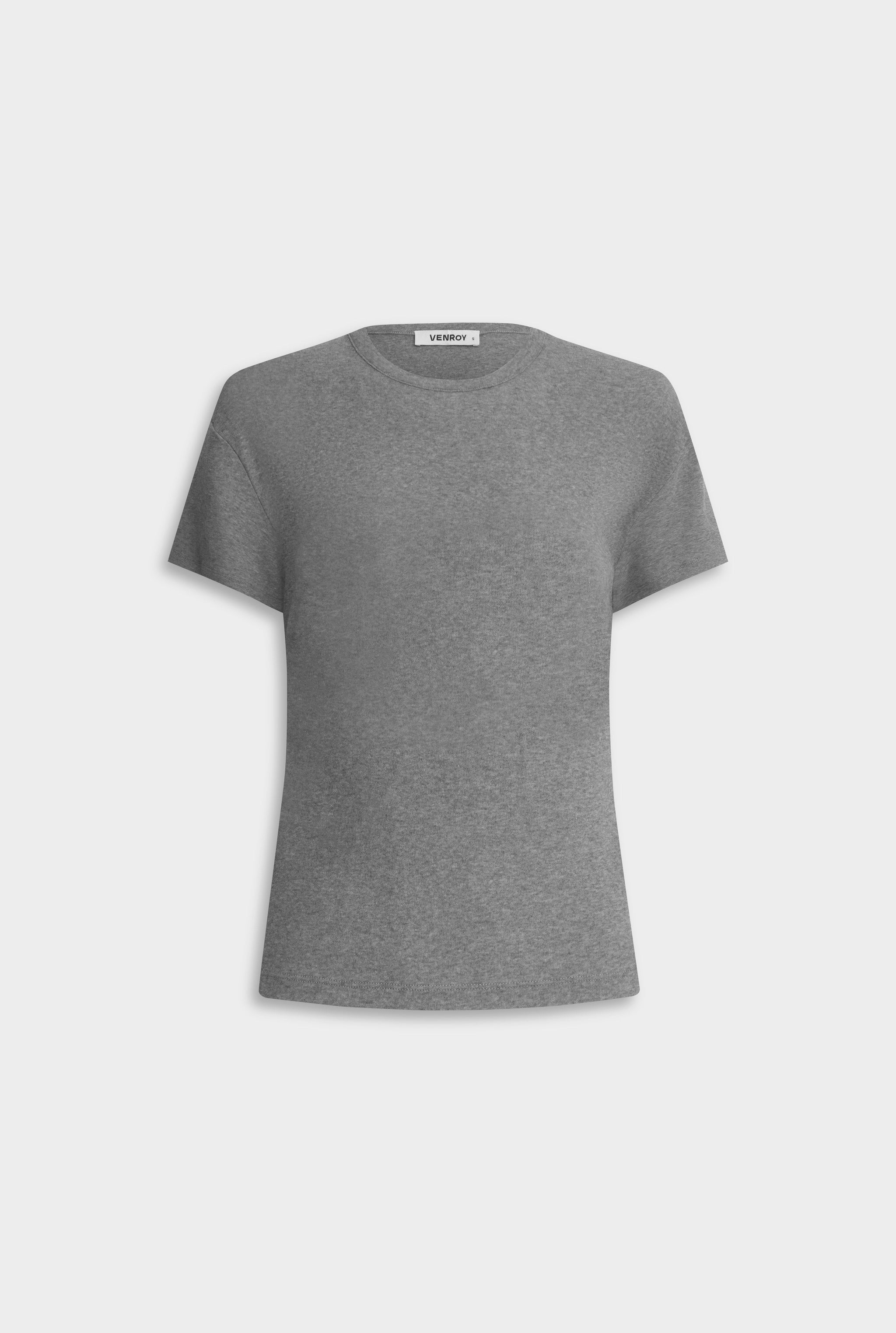 Cotton Rib Tee Shirt - Grey Marl